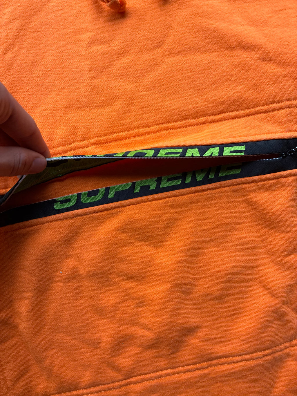 Orange Supreme “ZIP POUCH HOODED” Hoodie (L)
