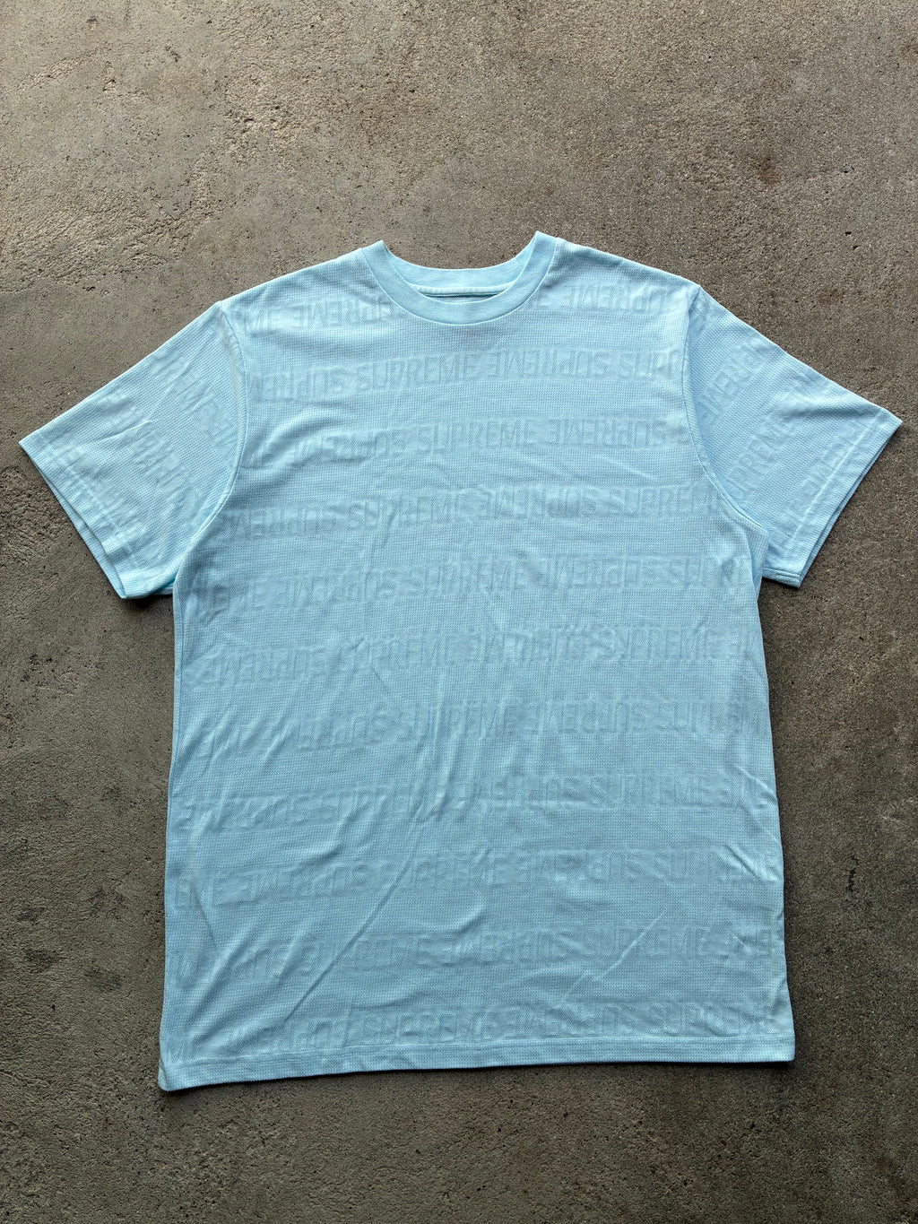 Supreme light blue “MESH STRIPE” tee (L)