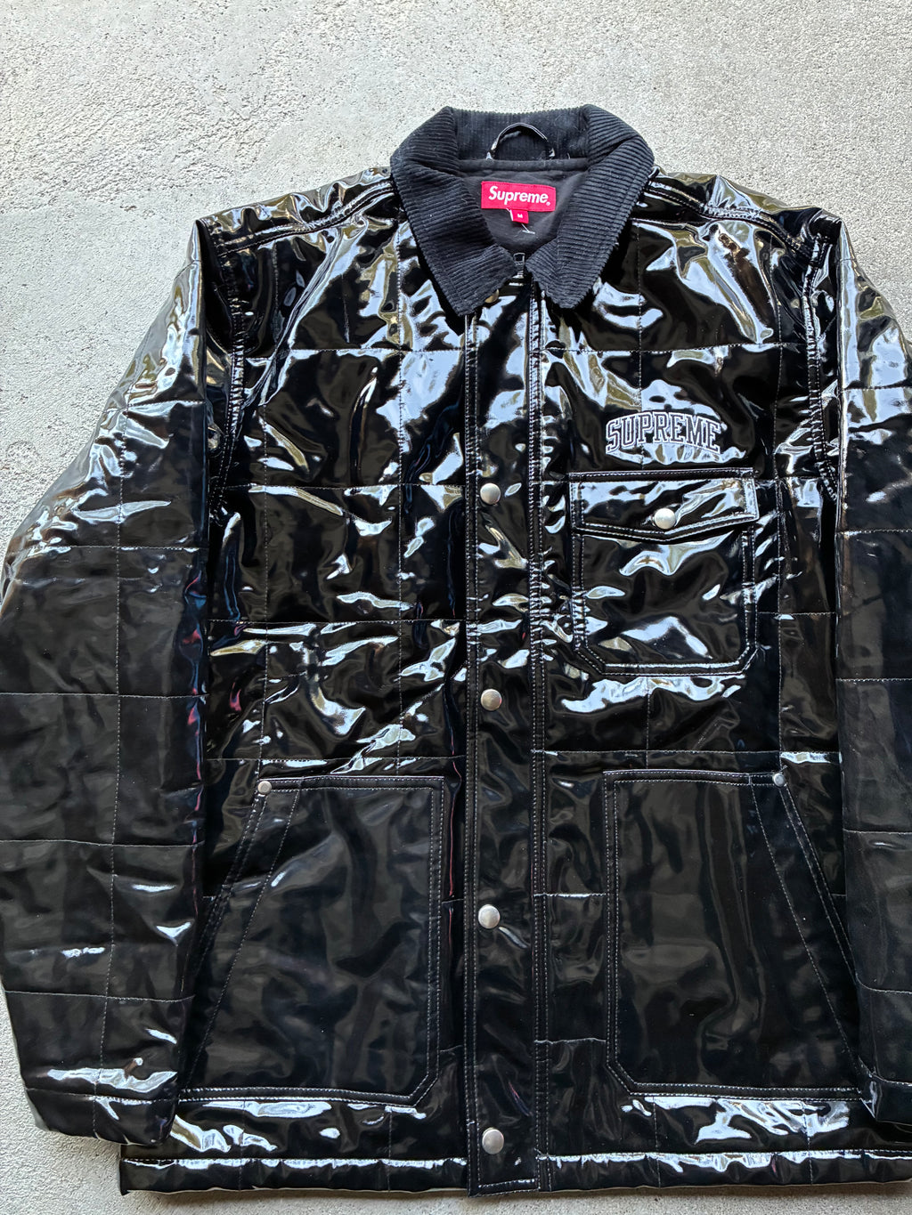 Supreme “QUILTED PATENT VINYL WORK” Jacket (M)