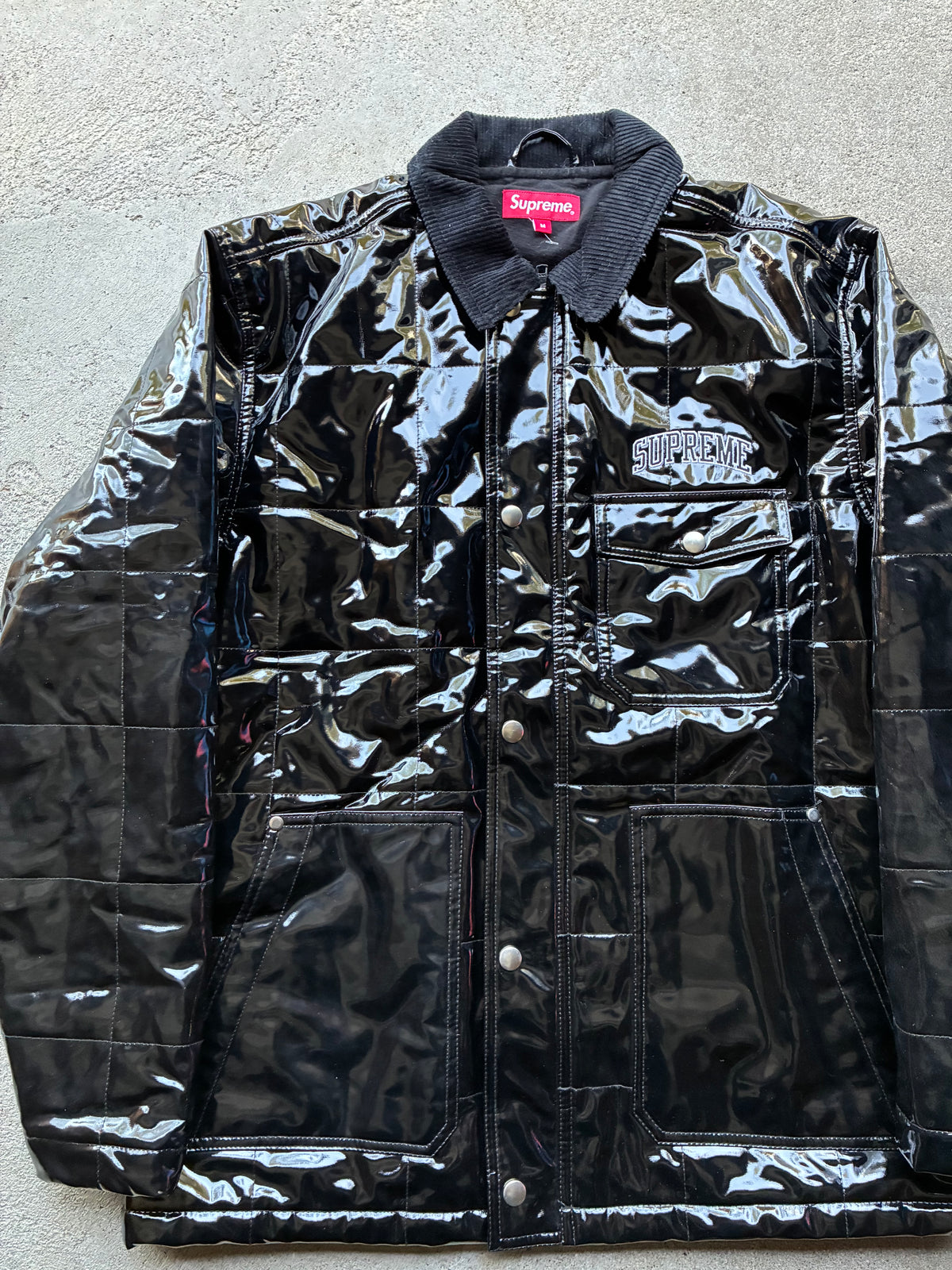 Supreme “QUILTED PATENT VINYL WORK” Jacket (M)