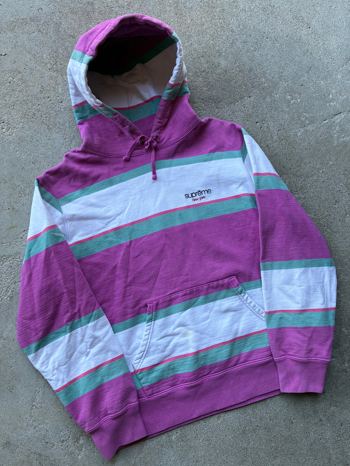 Supreme “STRIPED NEW YORK” Hooded Hoodie (M)