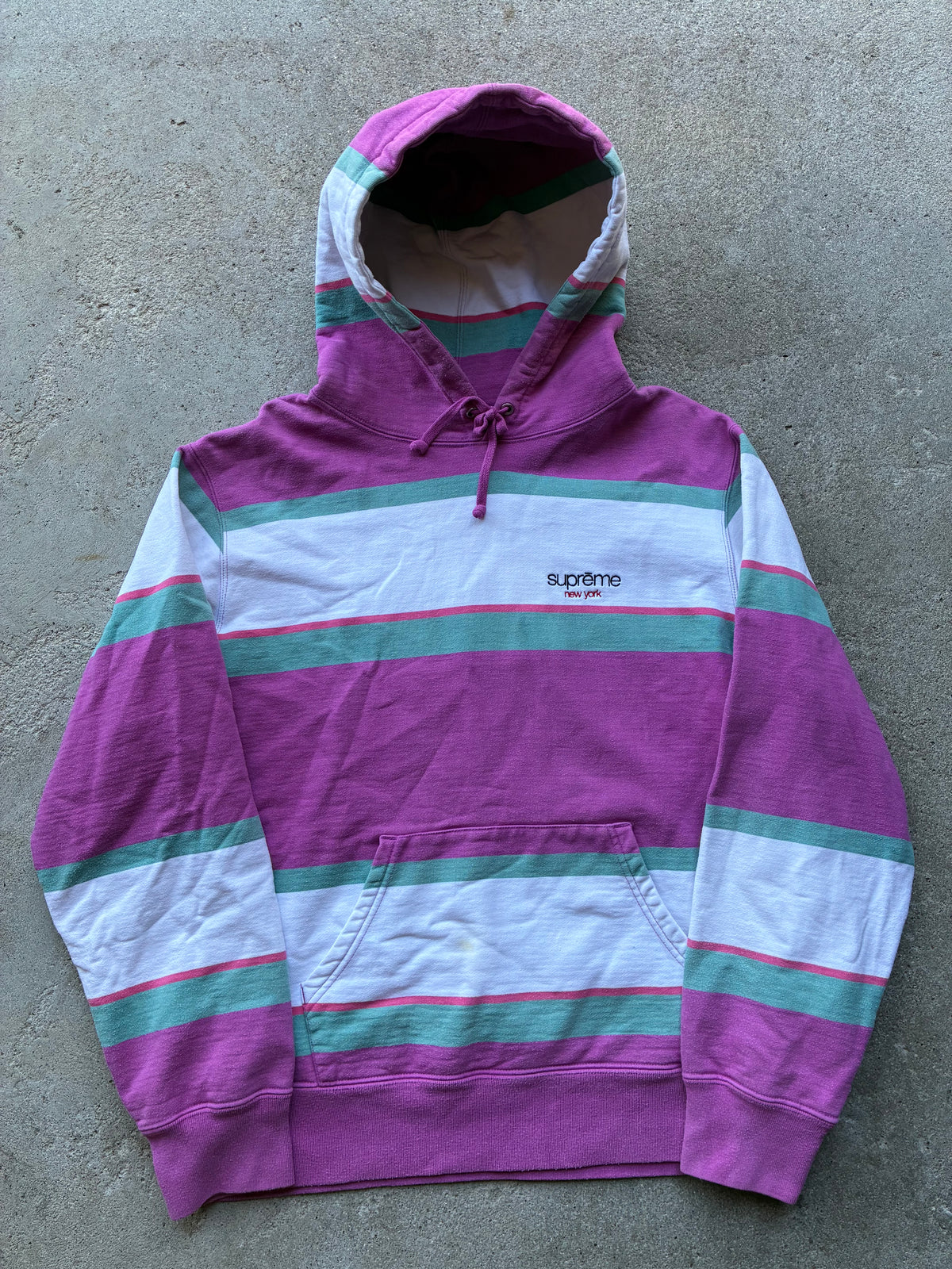 Supreme “STRIPED NEW YORK” Hooded Hoodie (M)