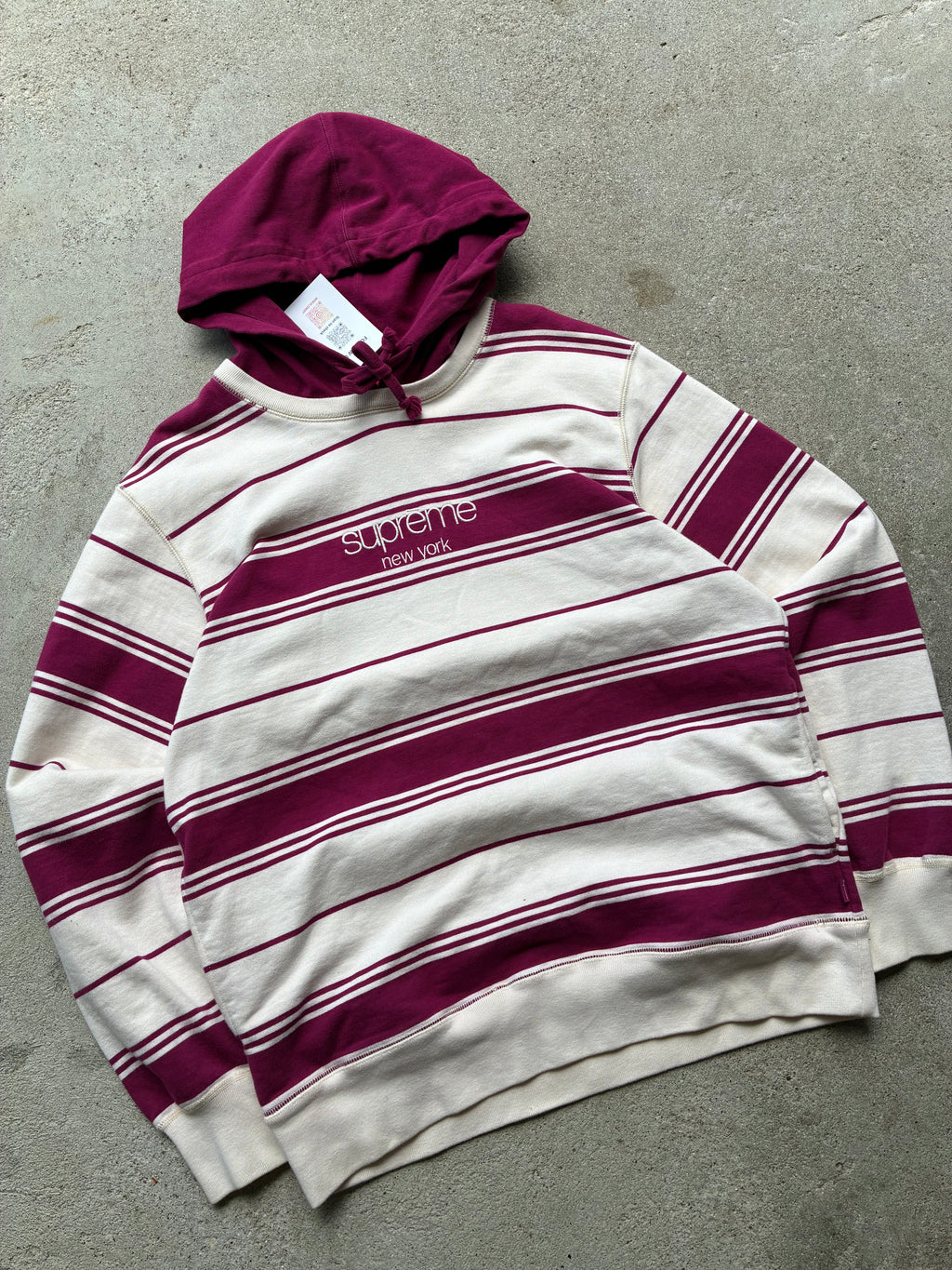 Supreme “STRIPED” Hooded Hoodie (M)
