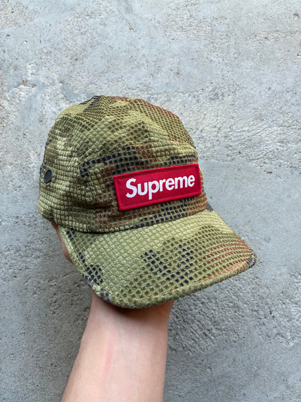 Supreme “CAMO GRID VELVET” Camp Cap (Adjustable)