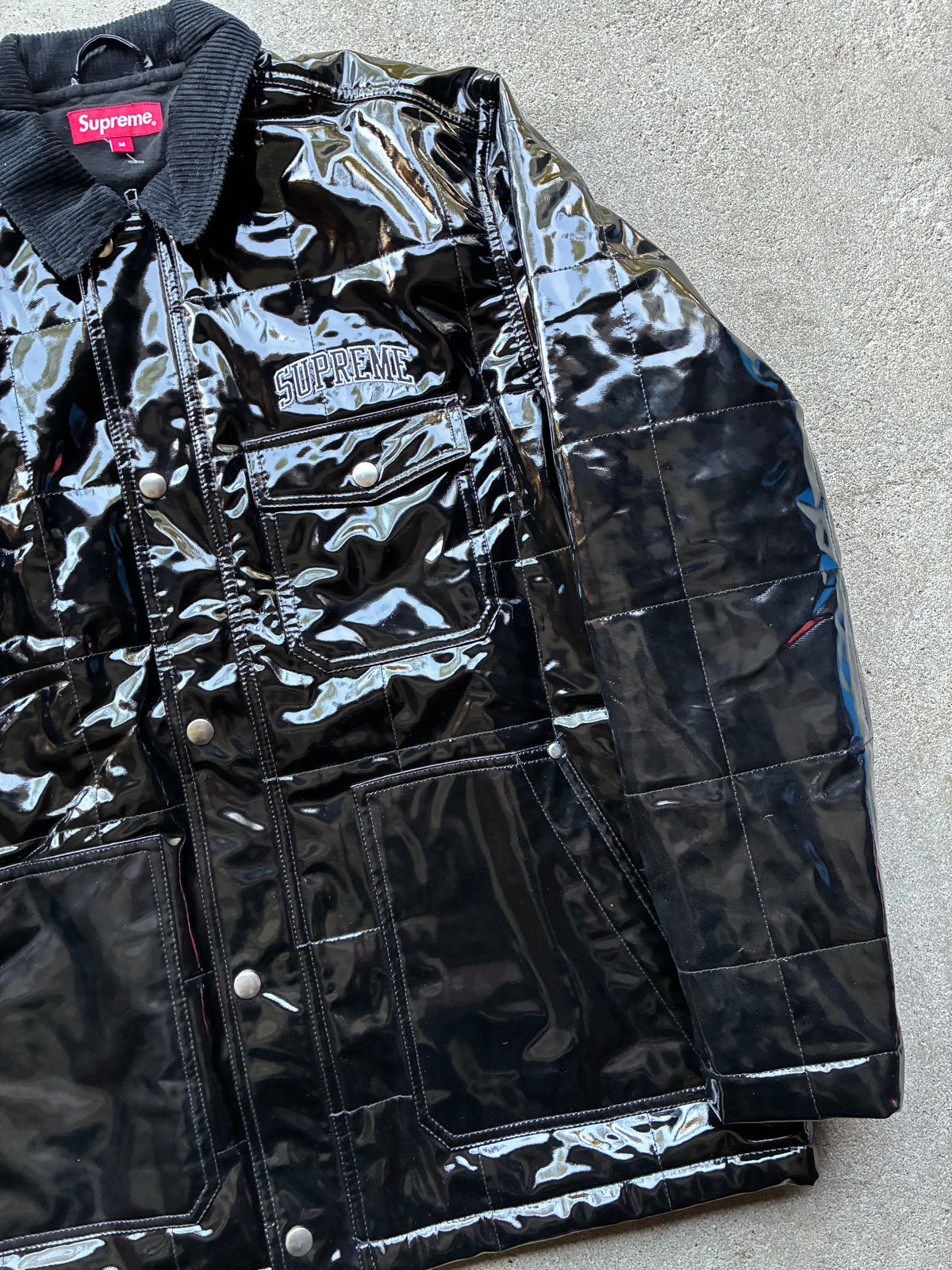 Supreme “QUILTED PATENT VINYL WORK” Jacket (M)