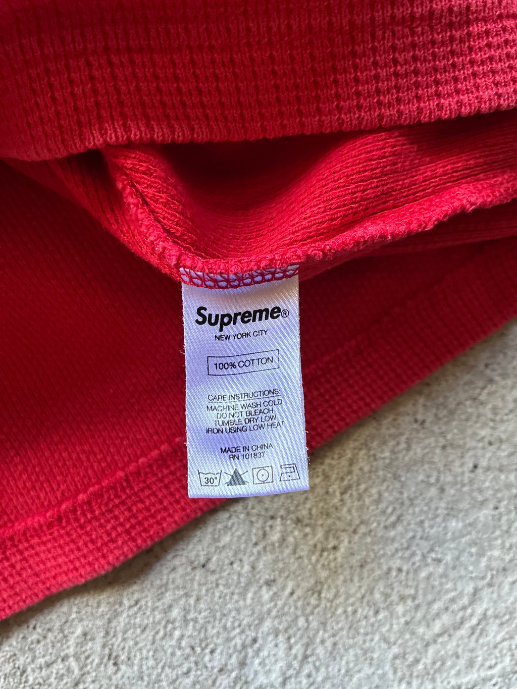 Supreme “HOODED WAFFLE RINGER FW17” Hoodie (L)