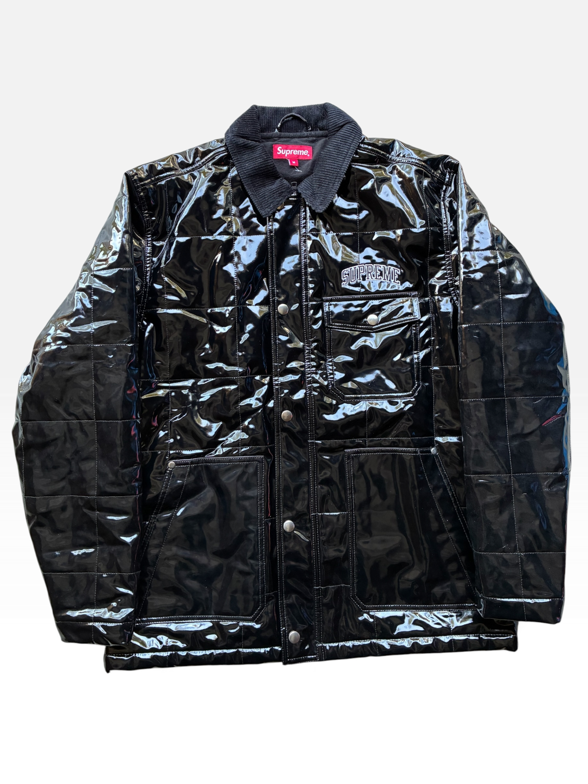 Supreme “QUILTED PATENT VINYL WORK” Jacket (M)