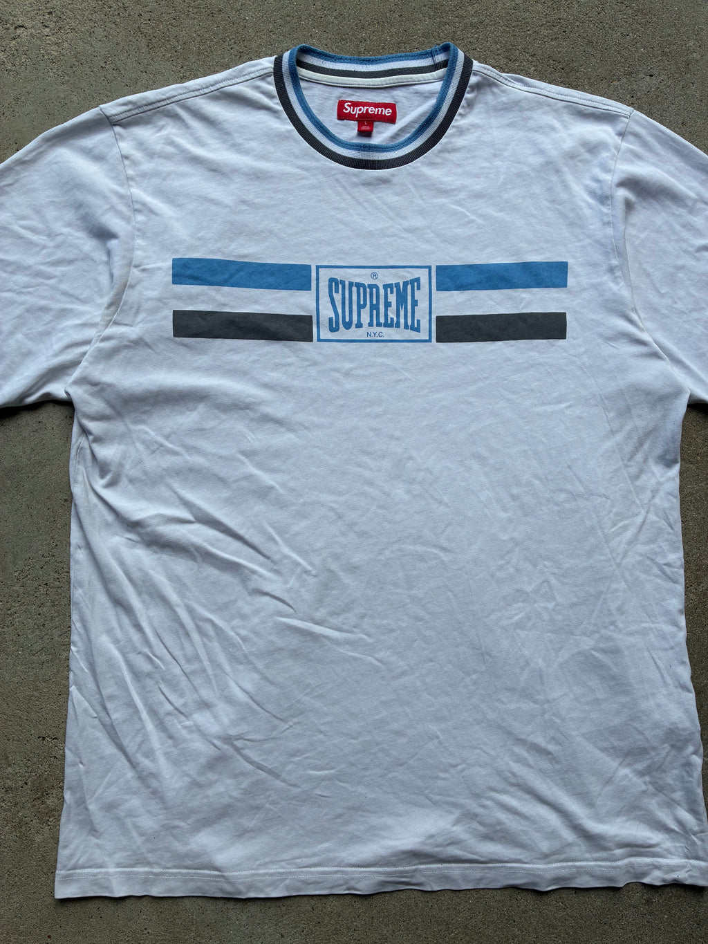 Supreme “WARM UP STRIPE SS24” Tee (L)