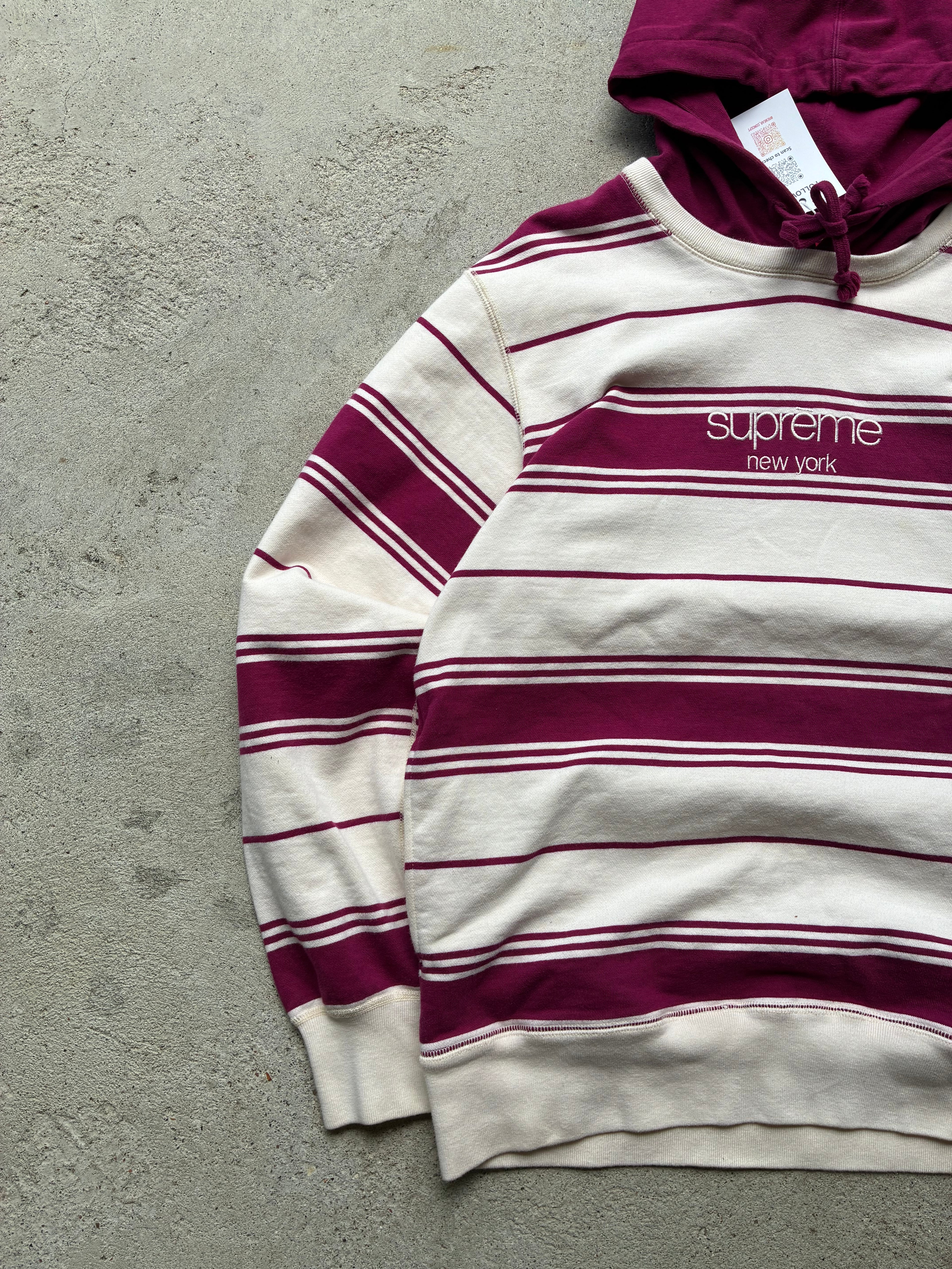Supreme “STRIPED” Hooded Hoodie (M)