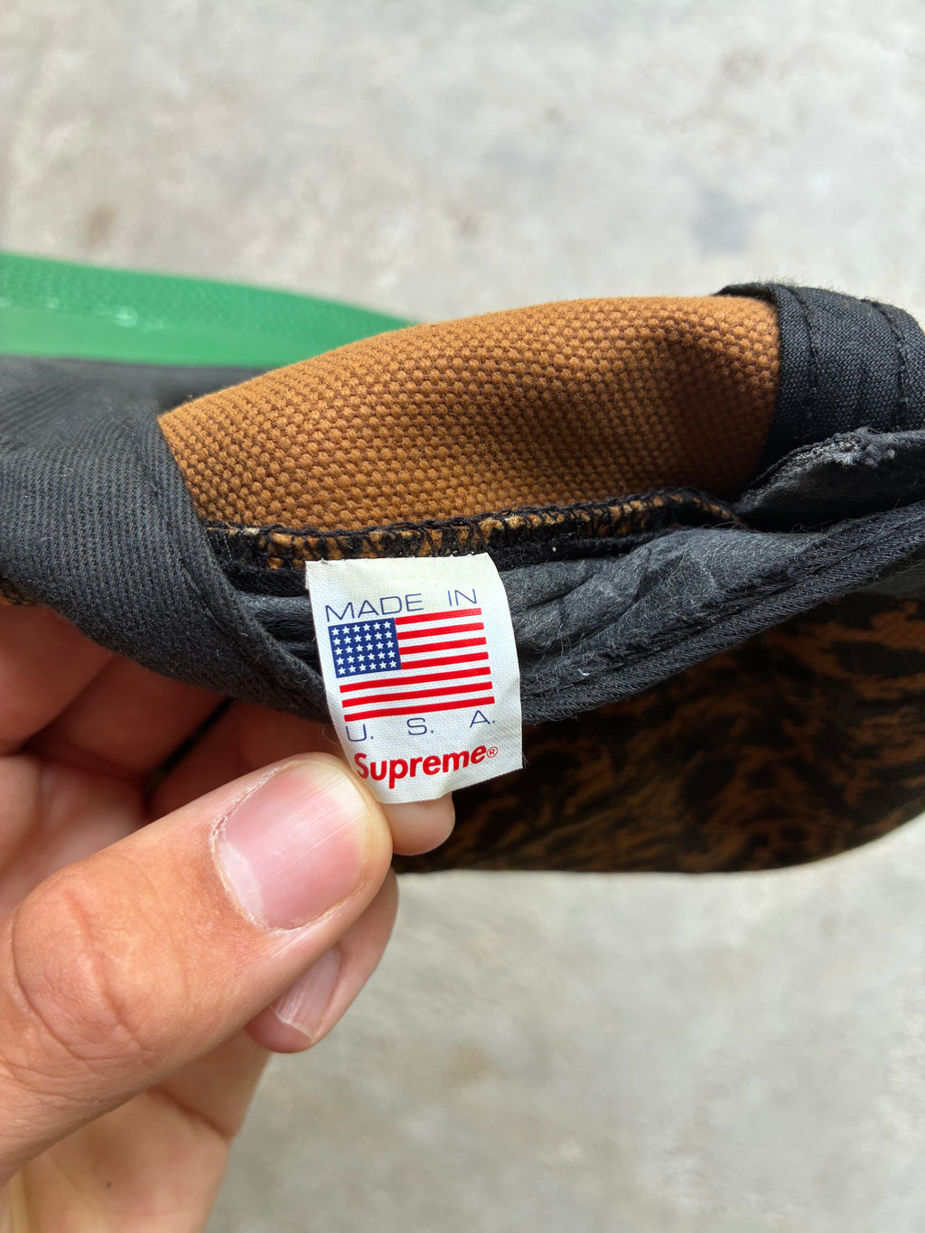 Supreme “LEOPARD GREEN LEATHER SS13” Camp Cap (Adjustable)