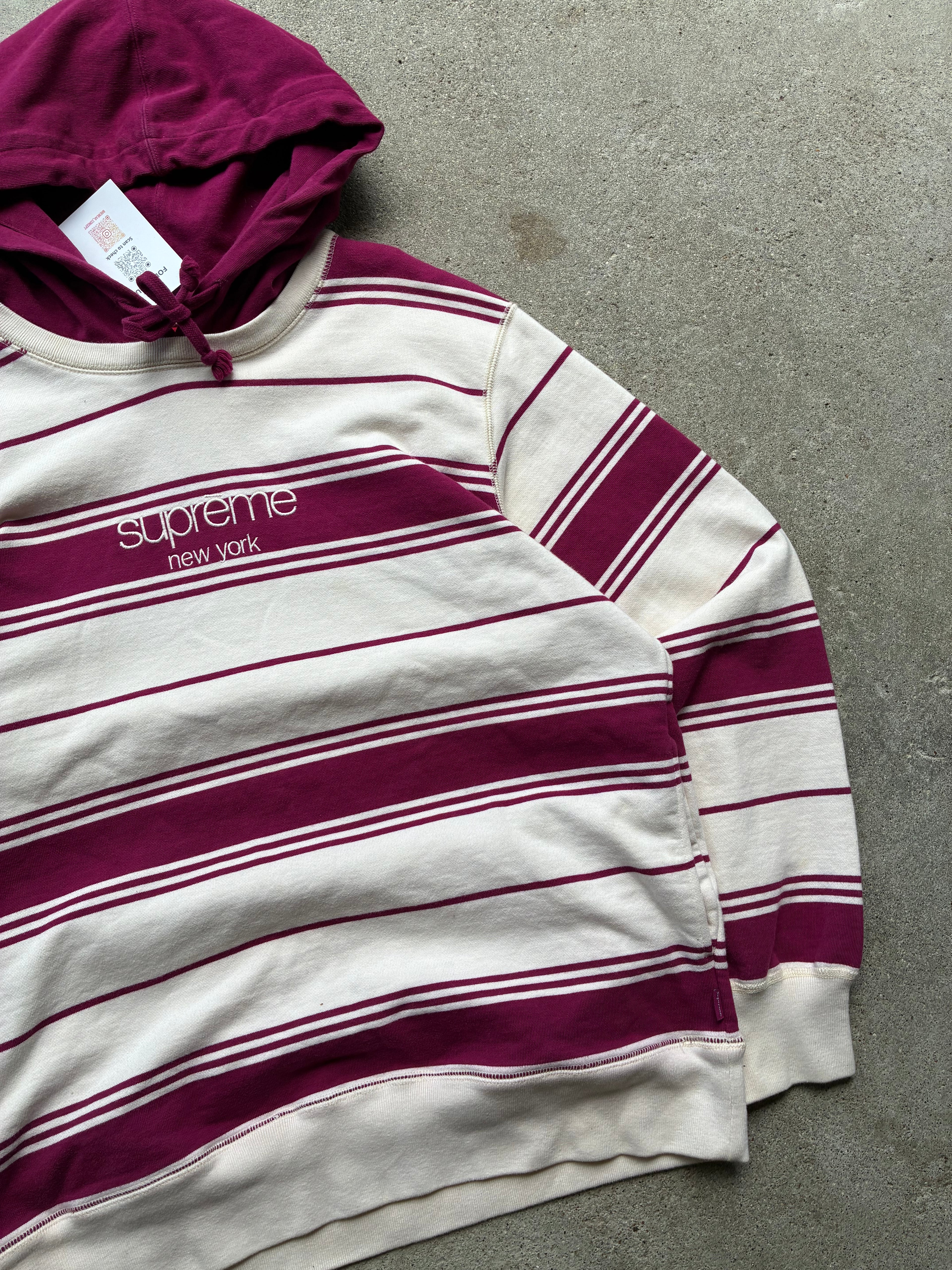 Supreme “STRIPED” Hooded Hoodie (M)