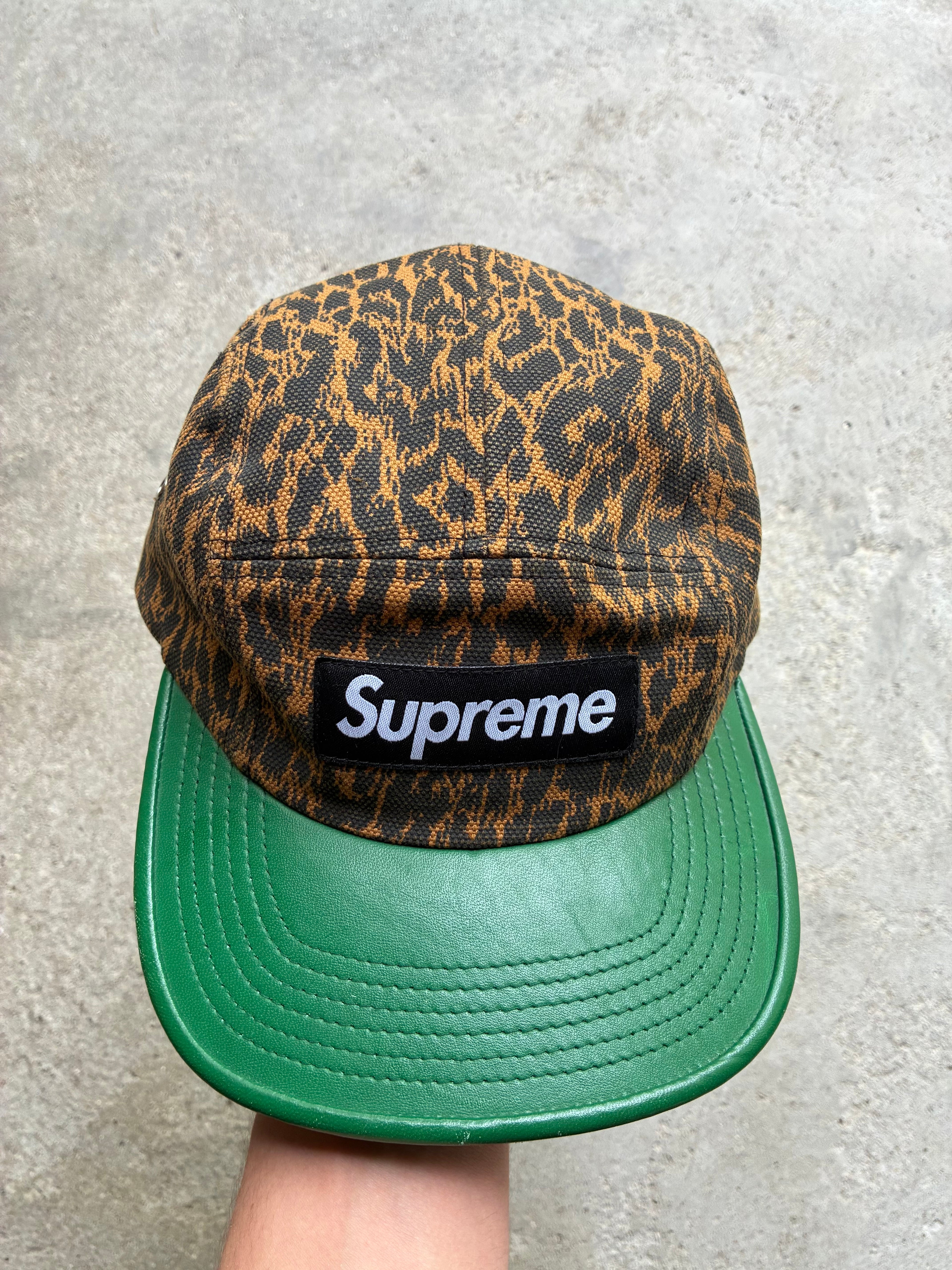 Supreme “LEOPARD GREEN LEATHER SS13” Camp Cap (Adjustable)