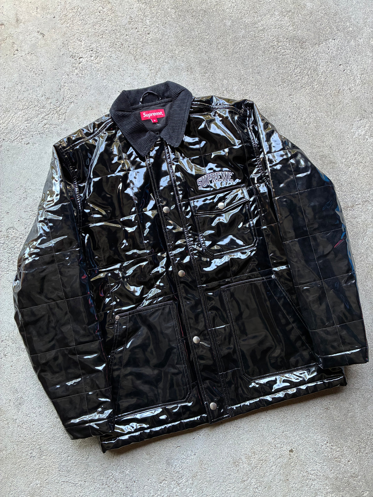 Supreme “QUILTED PATENT VINYL WORK” Jacket (M)