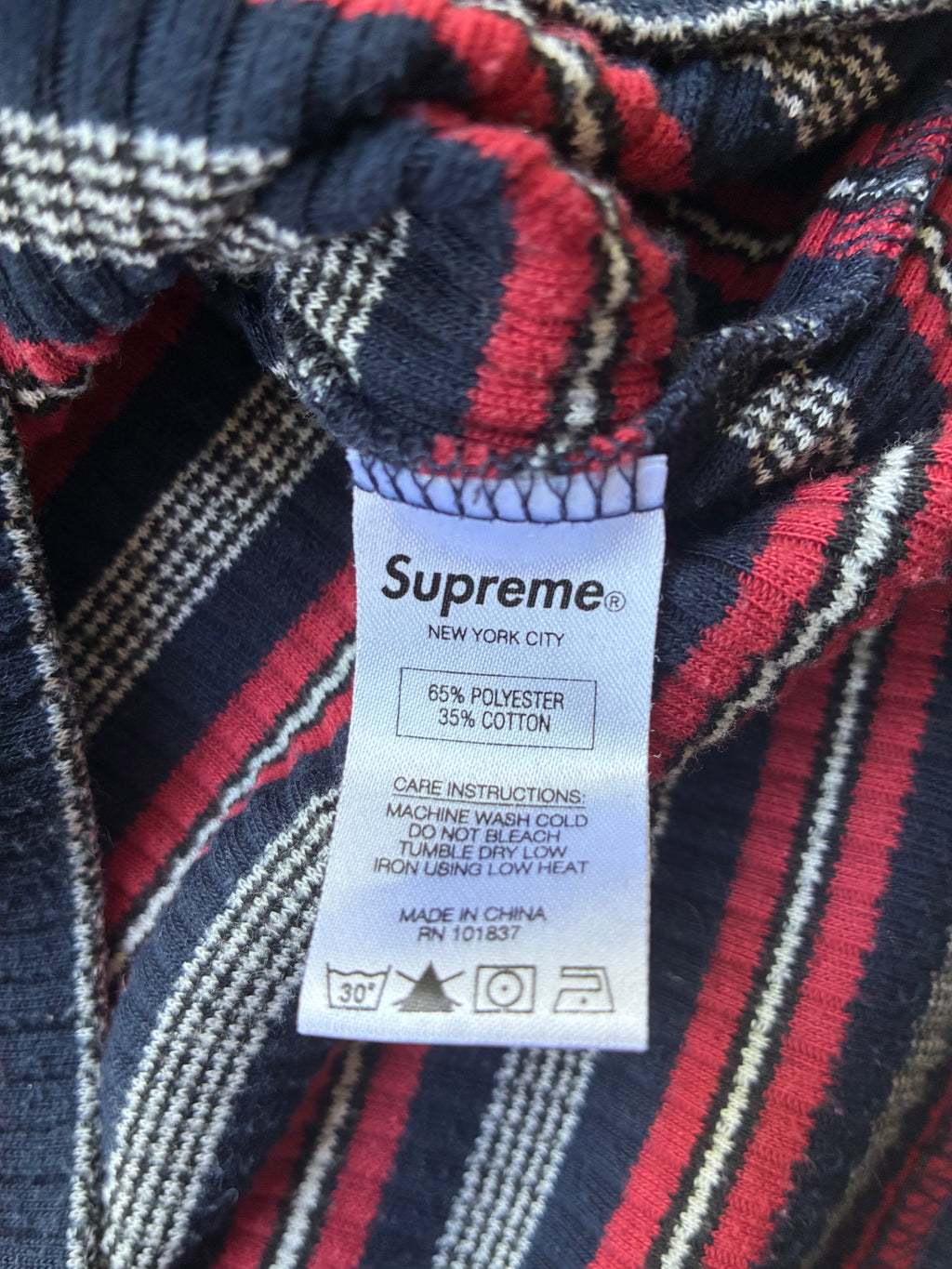 Supreme “RIBBED KNIT STRIPE L/S” langærmet (M)