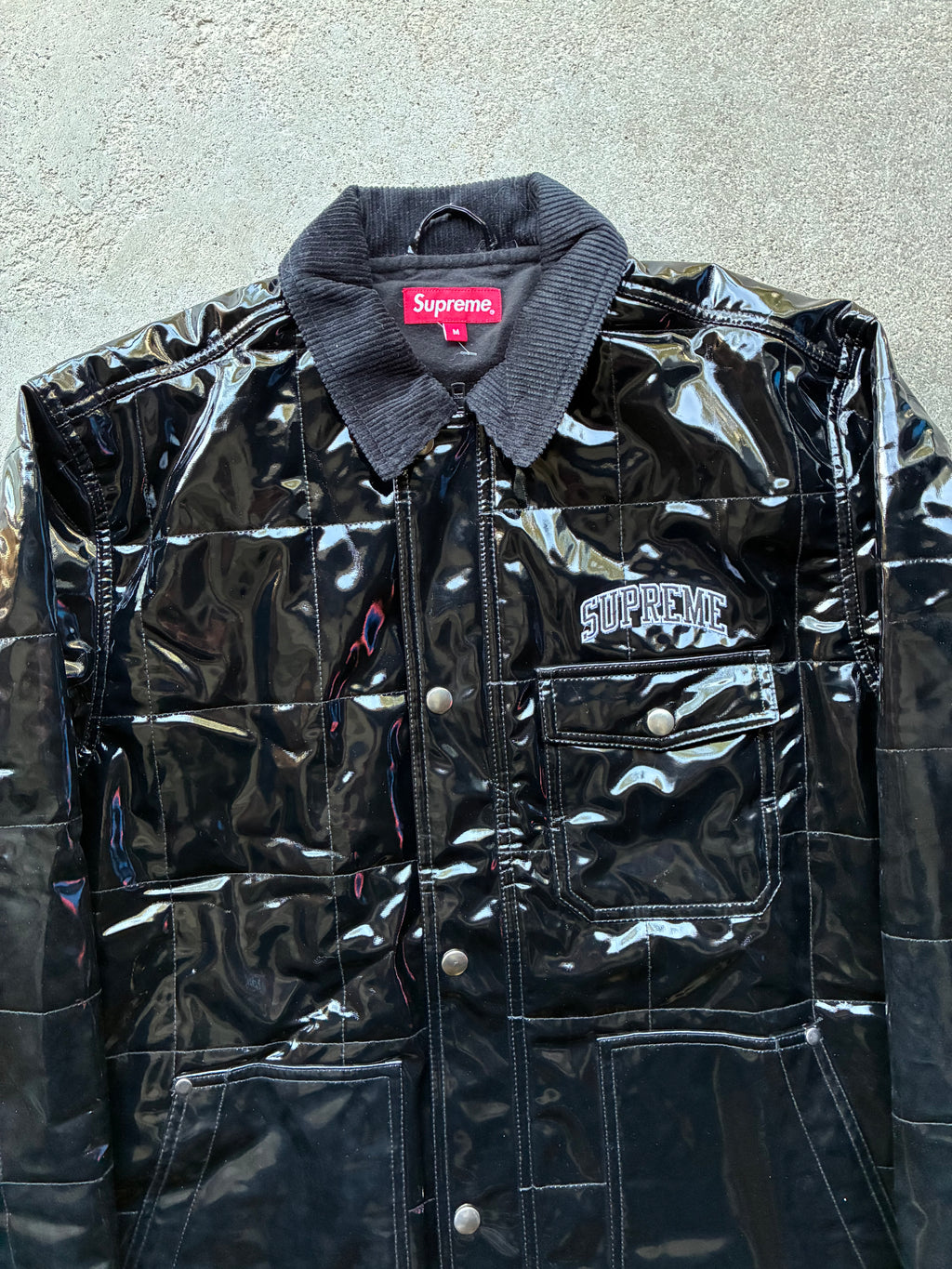 Supreme “QUILTED PATENT VINYL WORK” Jacket (M)