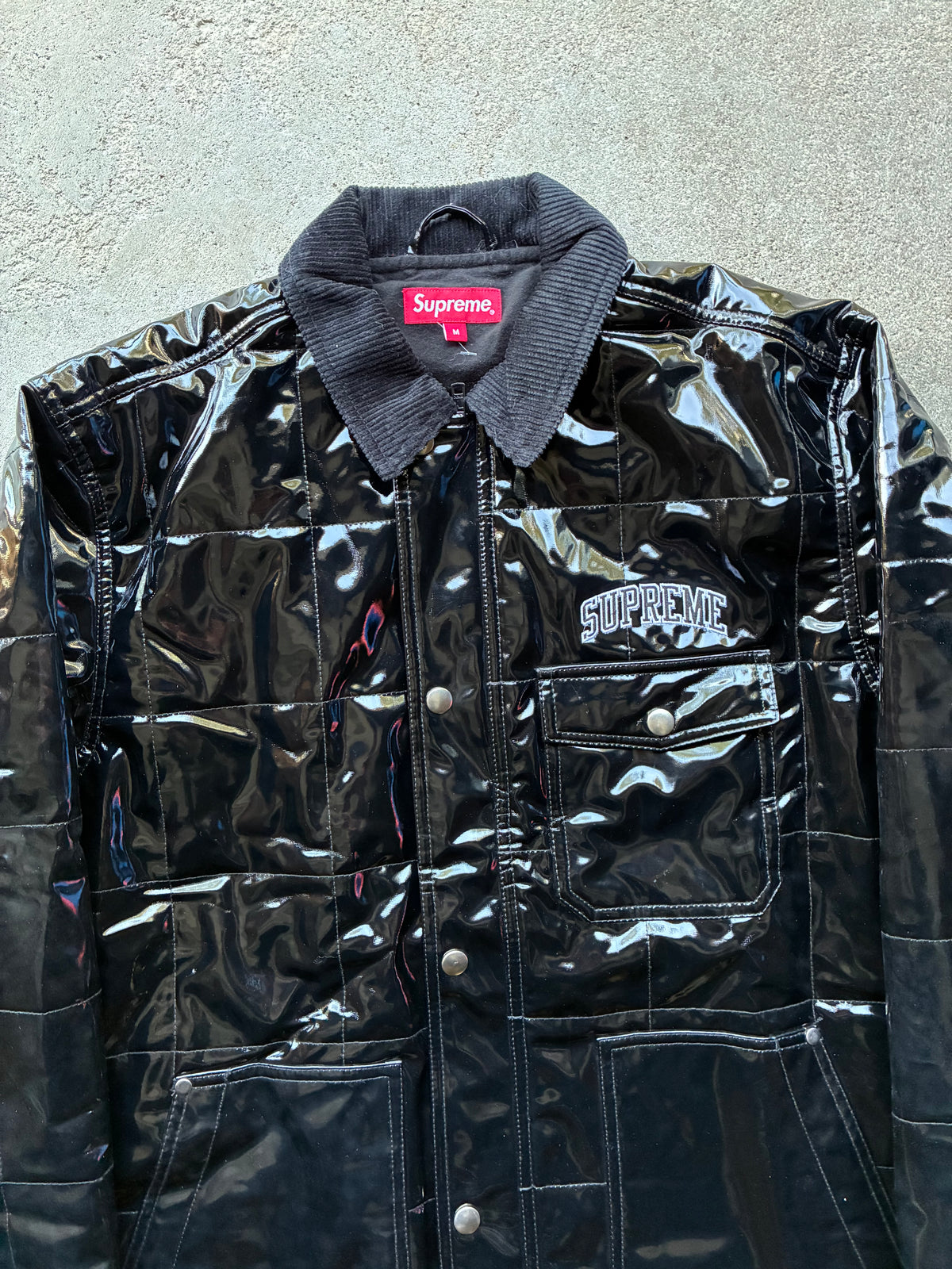 Supreme “QUILTED PATENT VINYL WORK” Jacket (M)
