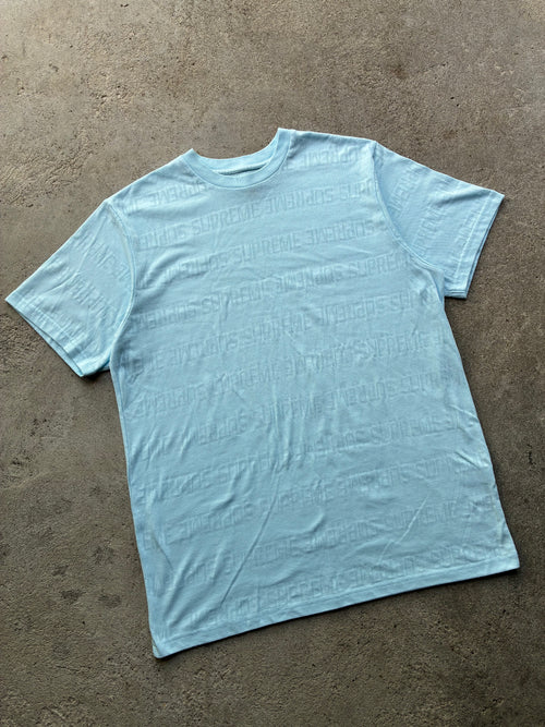 Supreme light blue “MESH STRIPE” tee (L)