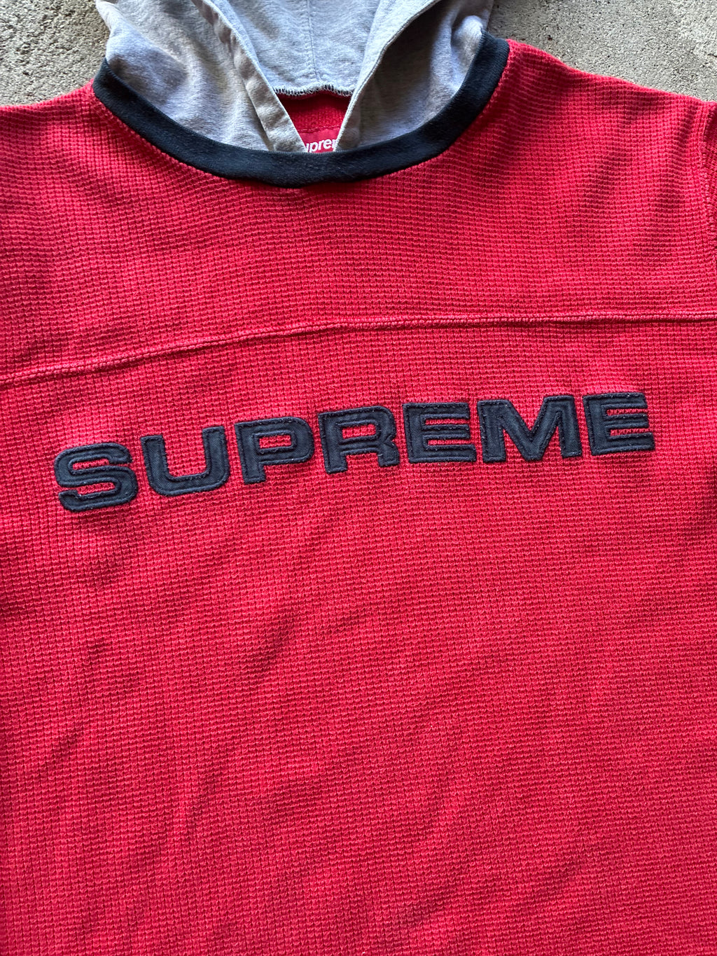 Supreme “HOODED WAFFLE RINGER FW17” Hoodie (L)