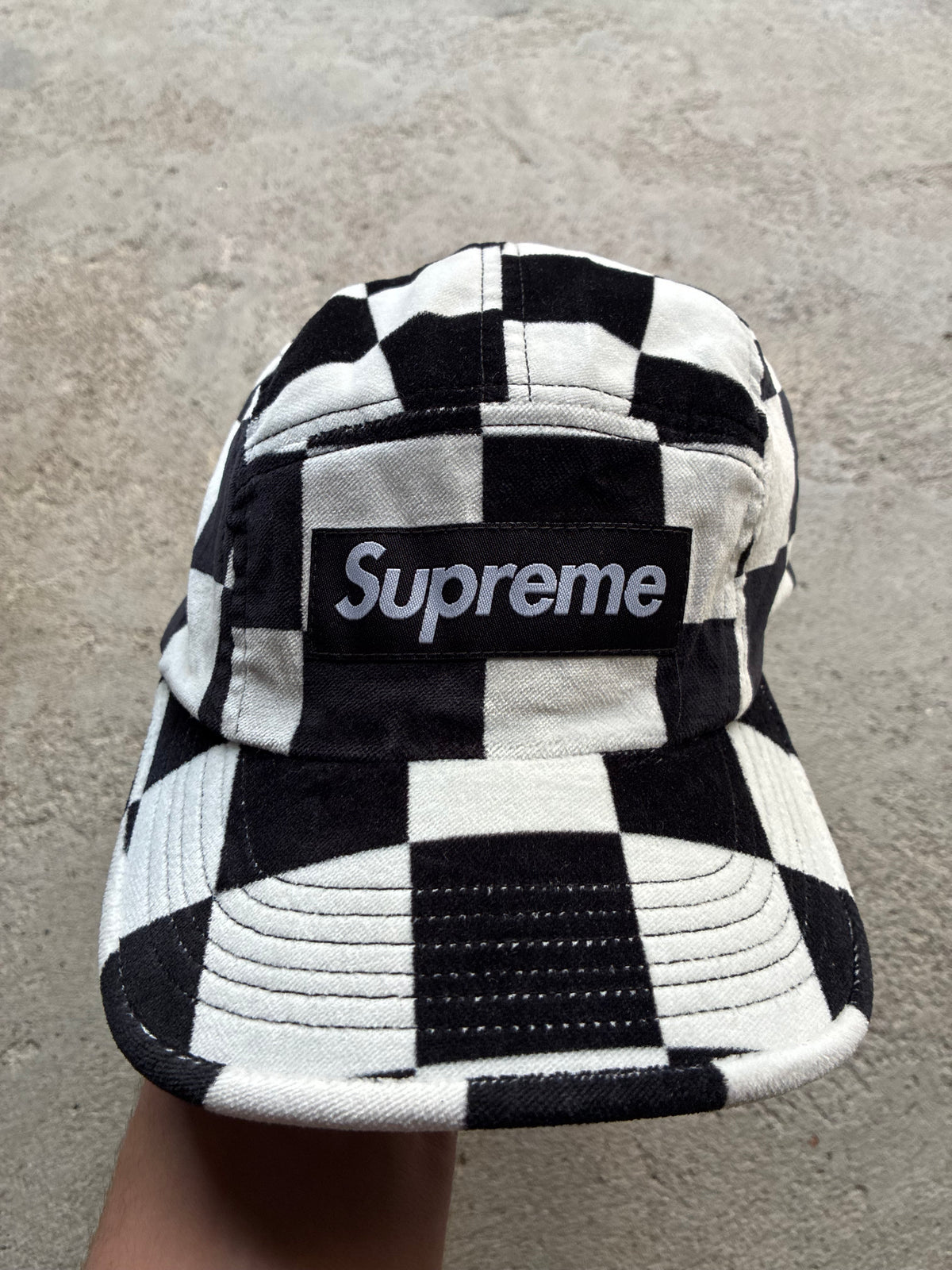 Supreme “VELVET CHECKBOARD FW20” Camp Cap (Adjustable)