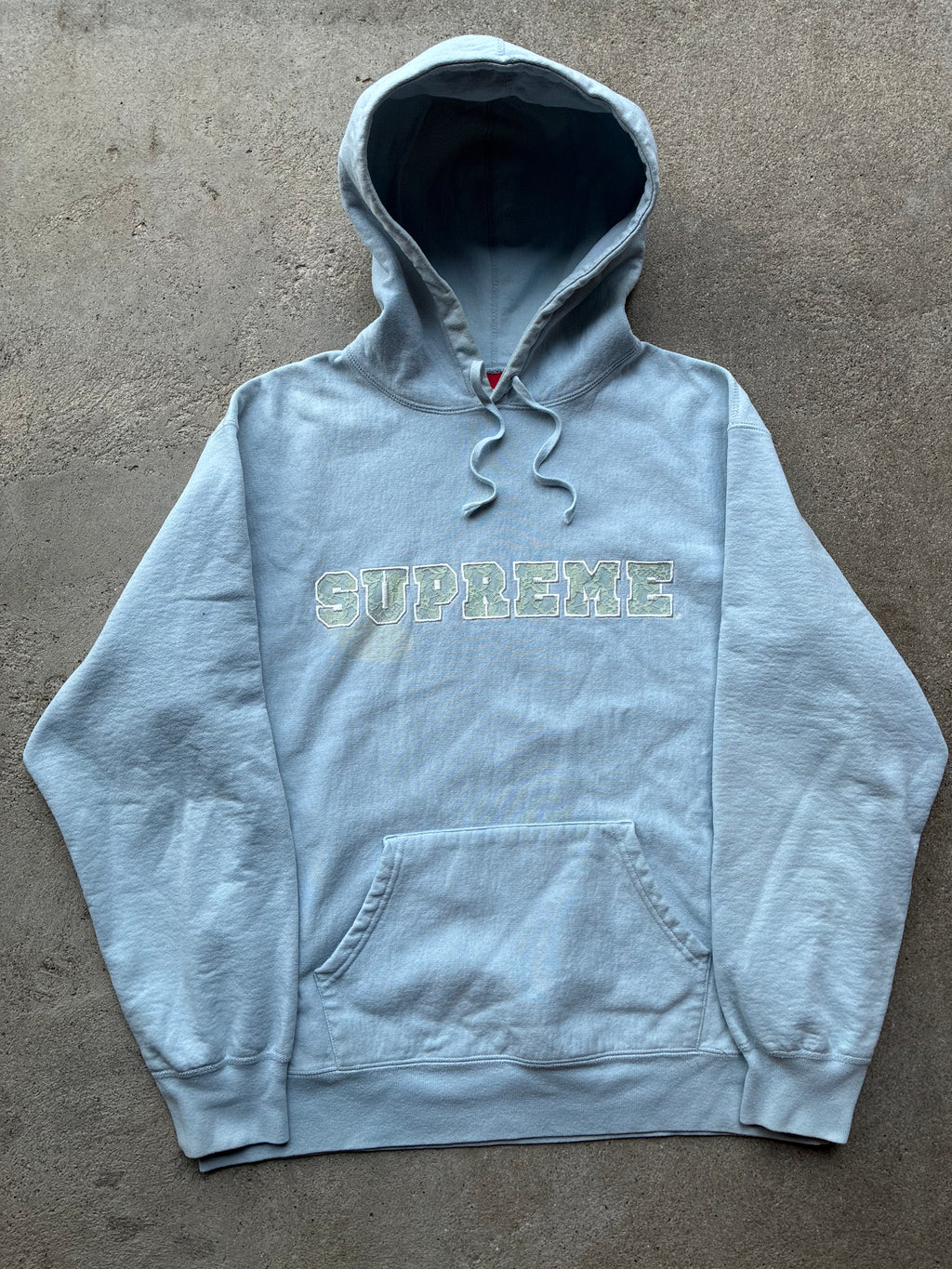 Supreme “HOODED LIGHT BLUE” hoodie (M)