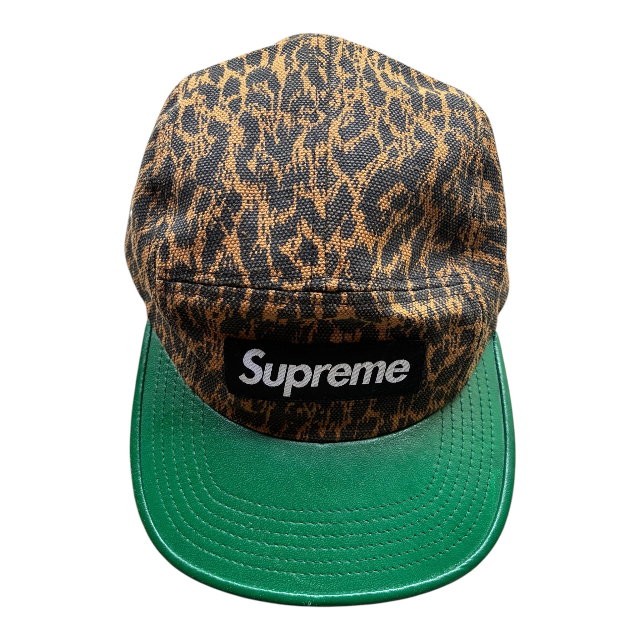 Supreme “LEOPARD GREEN LEATHER SS13” Camp Cap (Adjustable)