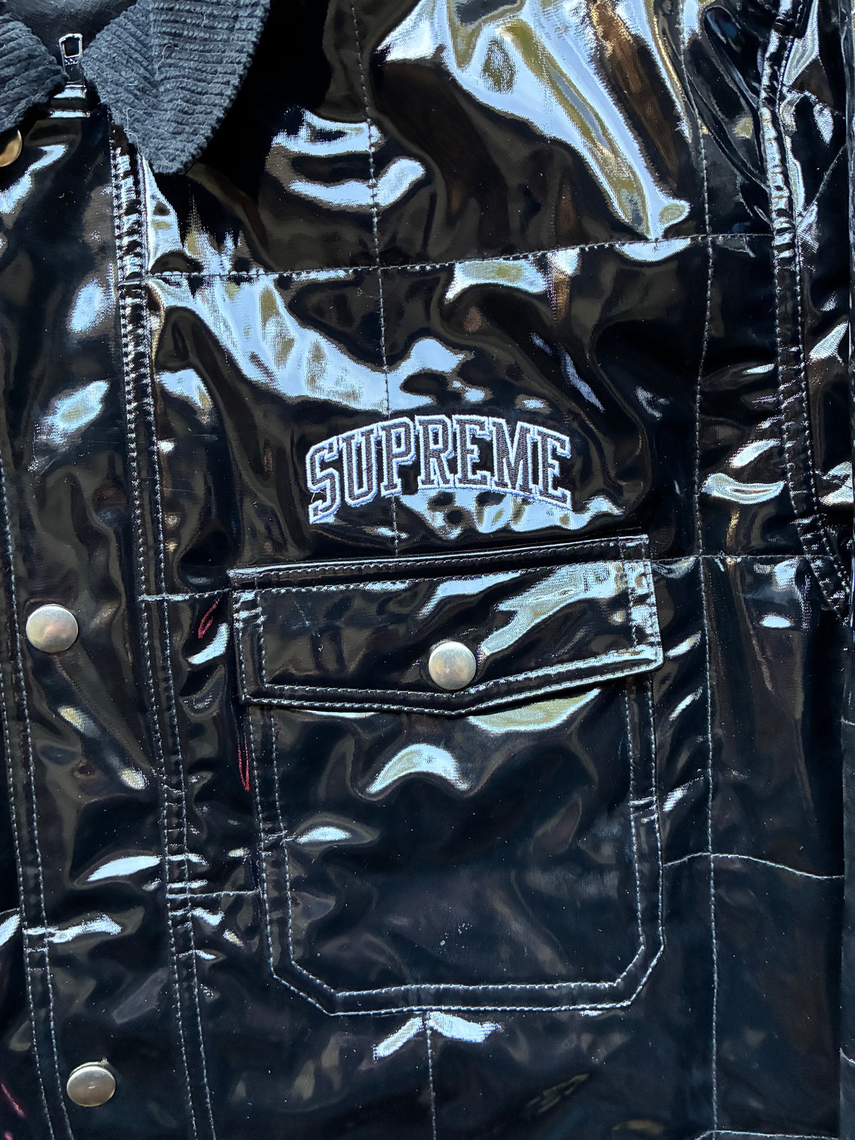 Supreme “QUILTED PATENT VINYL WORK” Jacket (M)
