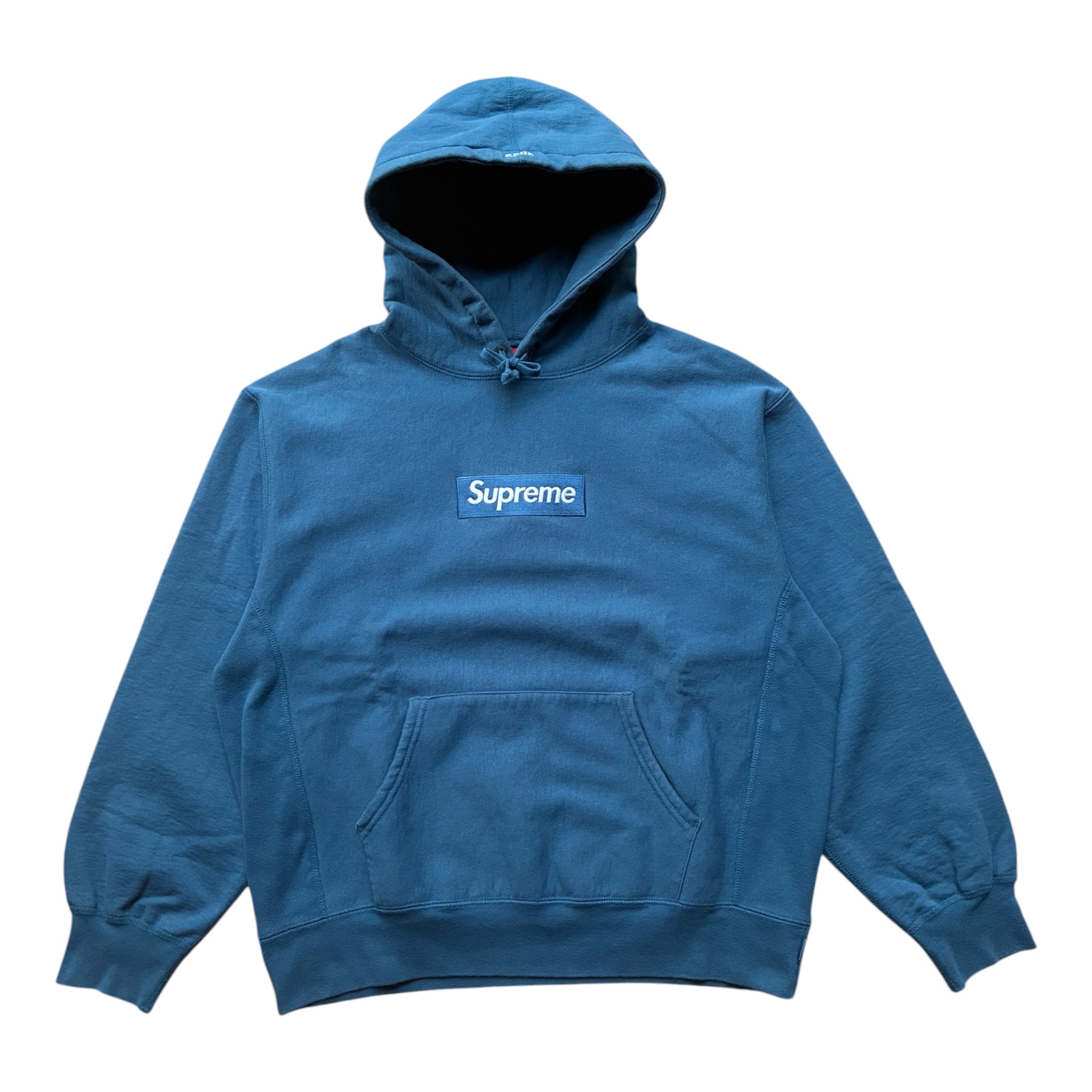 Supreme box logo “FW23 LYSEBLÅ” hoodie (M)