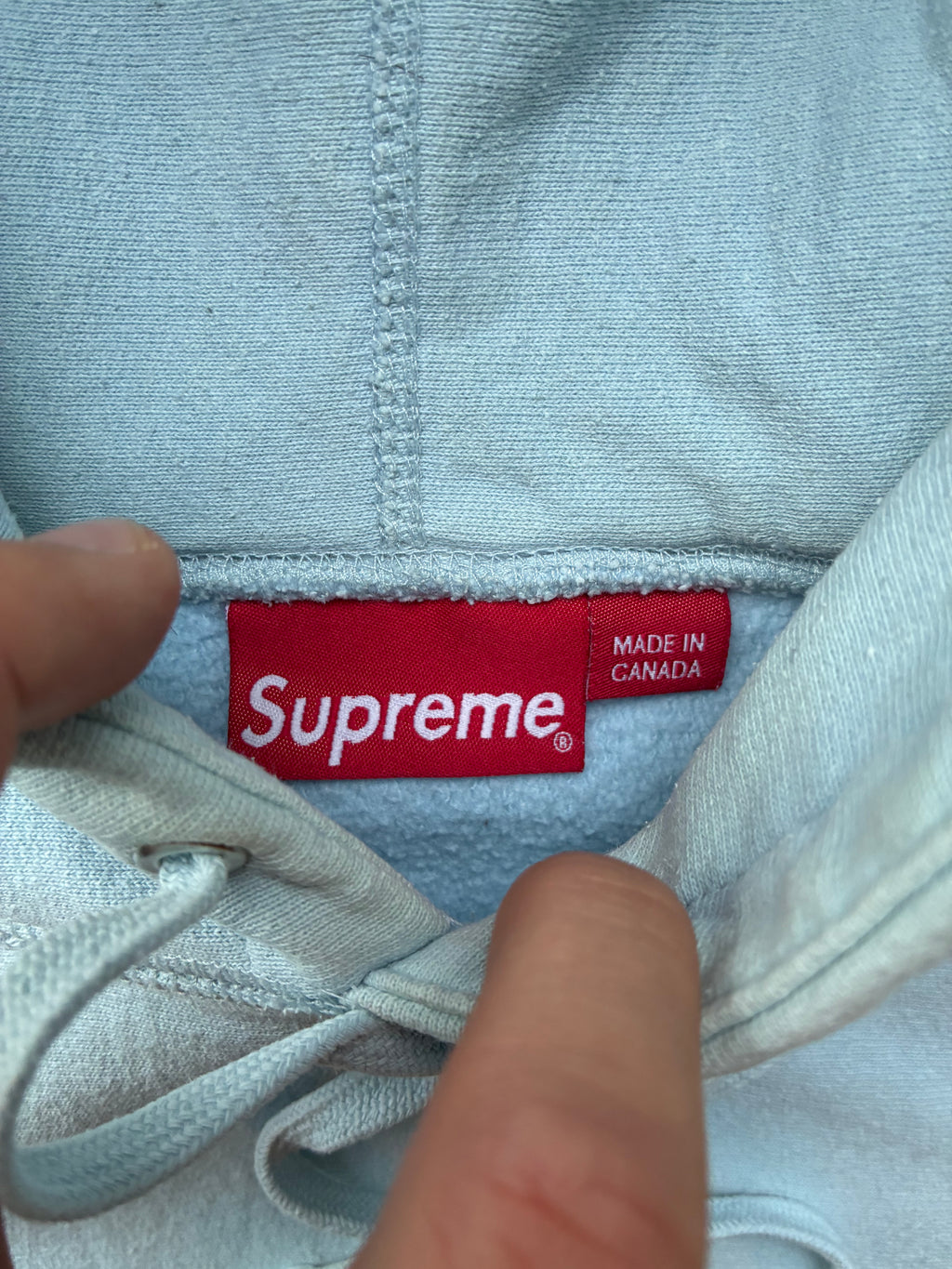 Supreme “HOODED LIGHT BLUE” hoodie (M)