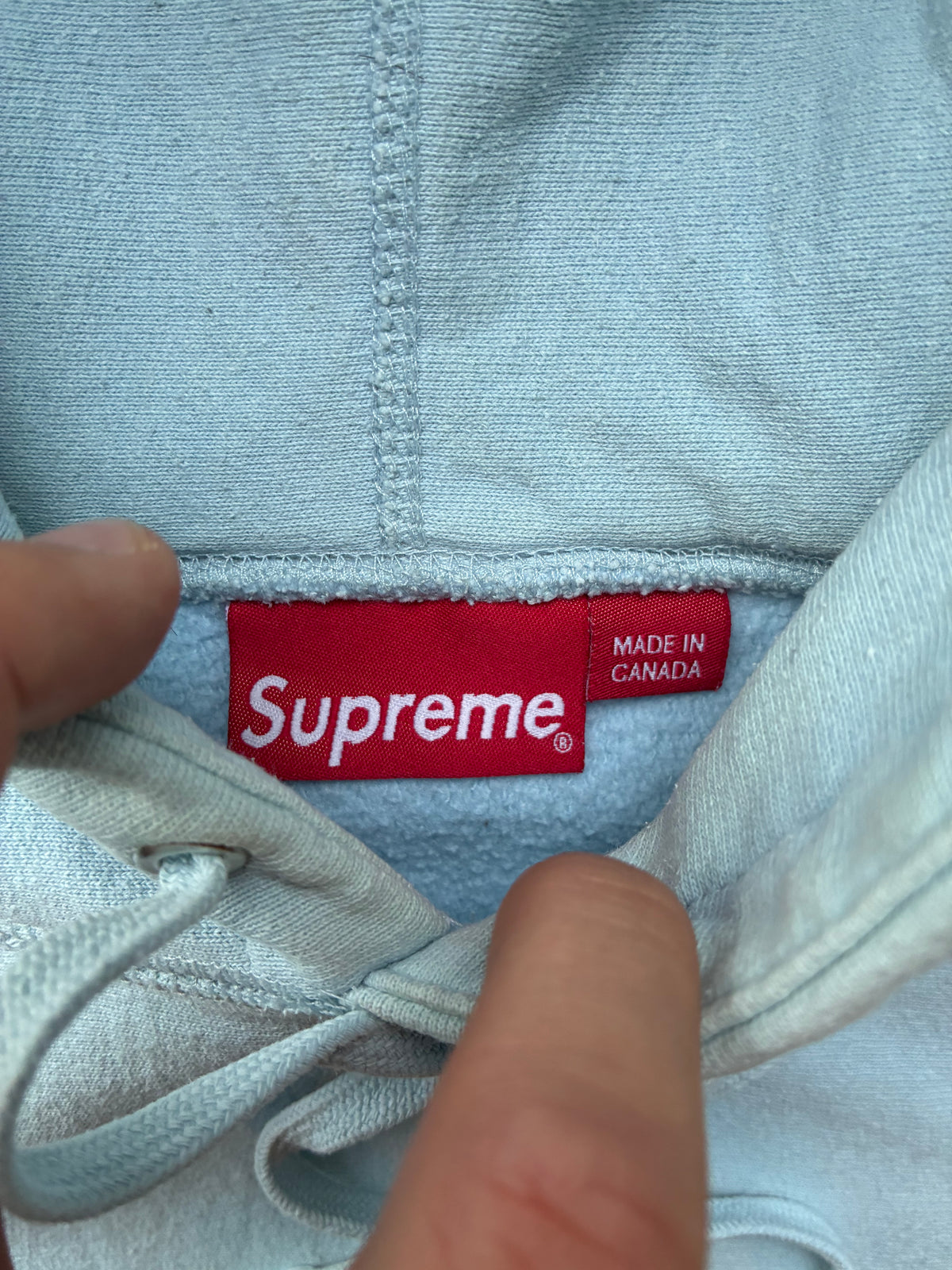 Supreme “HOODED LIGHT BLUE” hoodie (M)