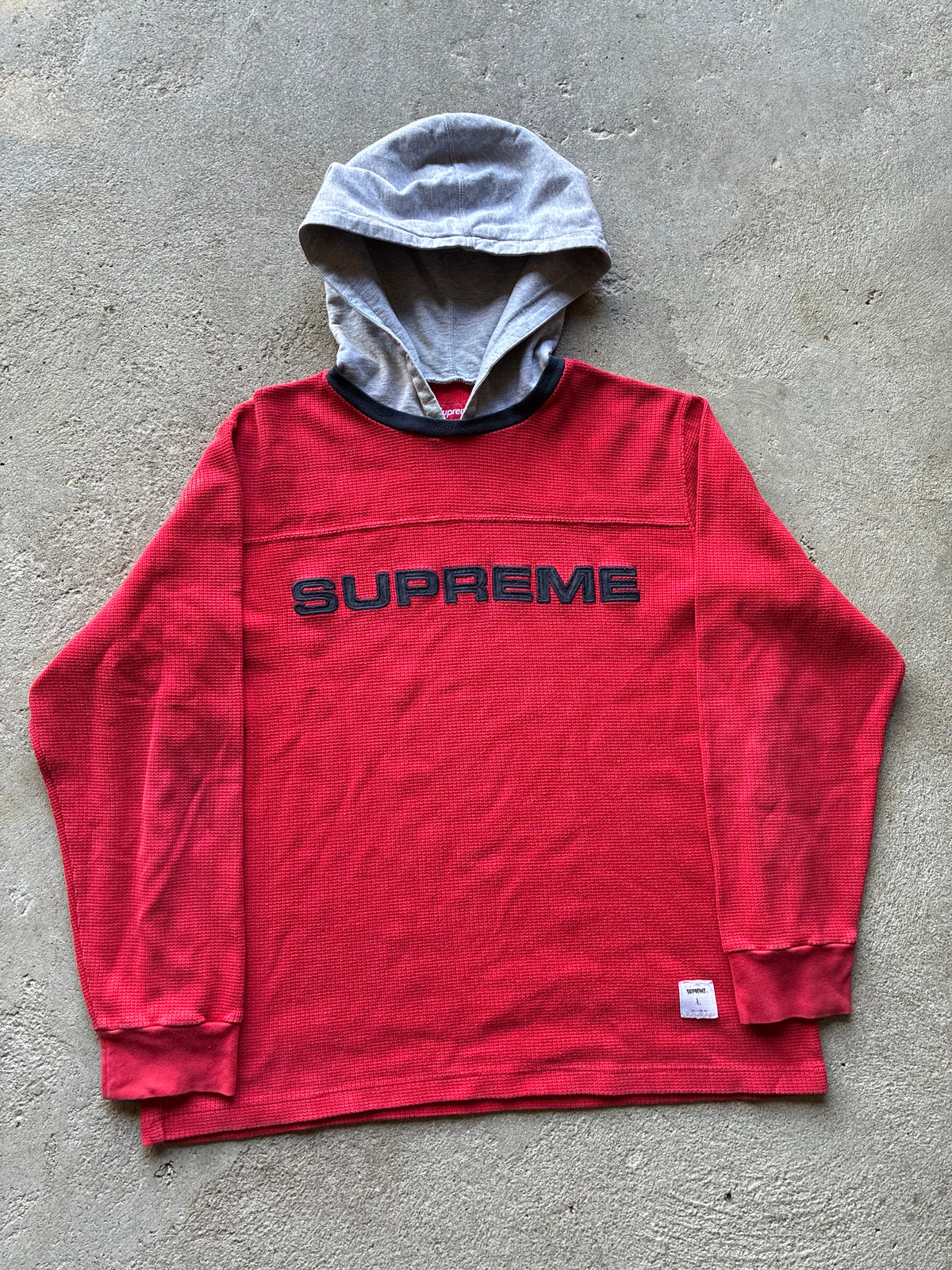 Supreme “HOODED WAFFLE RINGER FW17” Hoodie (L)