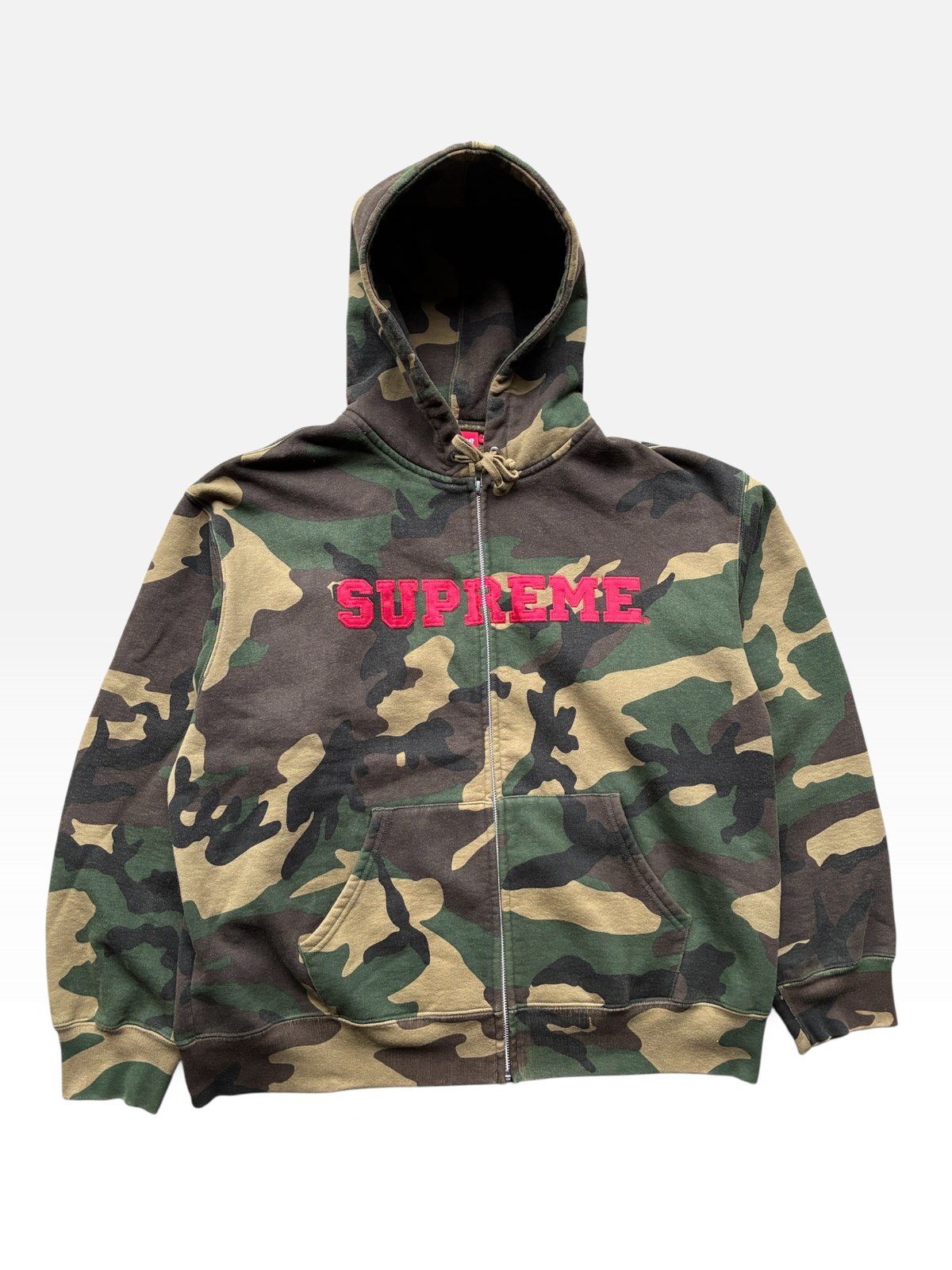 Supreme “COLLEGIATE APPLIQUÉ CAMO” Zip Up hoodie (L)