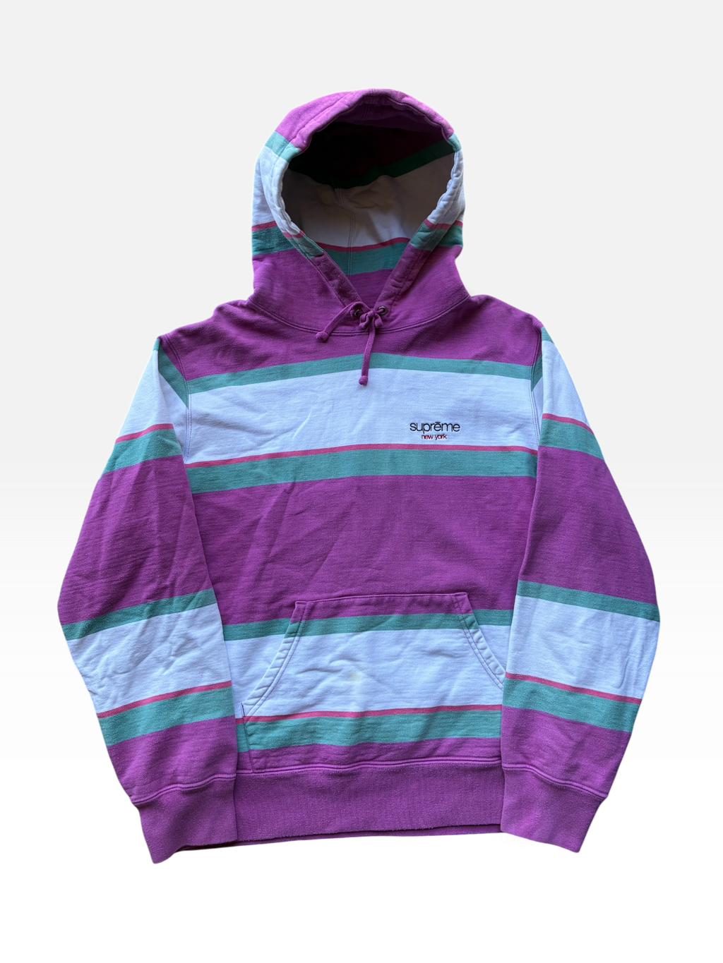 Supreme “STRIPED NEW YORK” Hooded Hoodie (M)