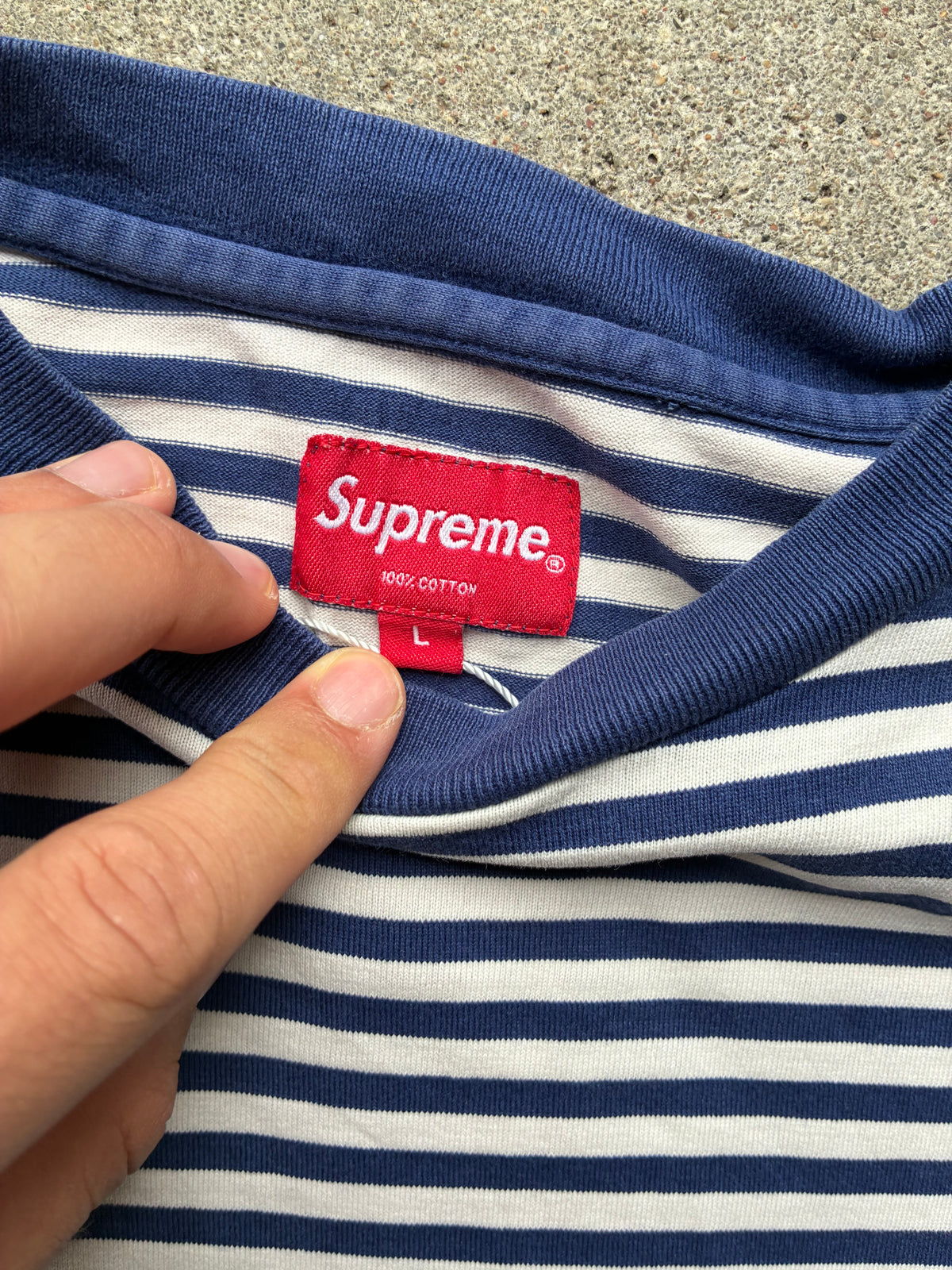 Supreme “STRIPED LOGO” Long Sleeve (M)