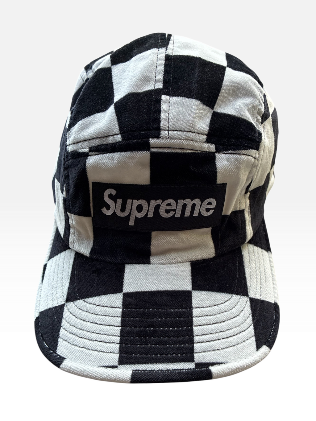 Supreme “VELVET CHECKBOARD FW20” Camp Cap (Adjustable)