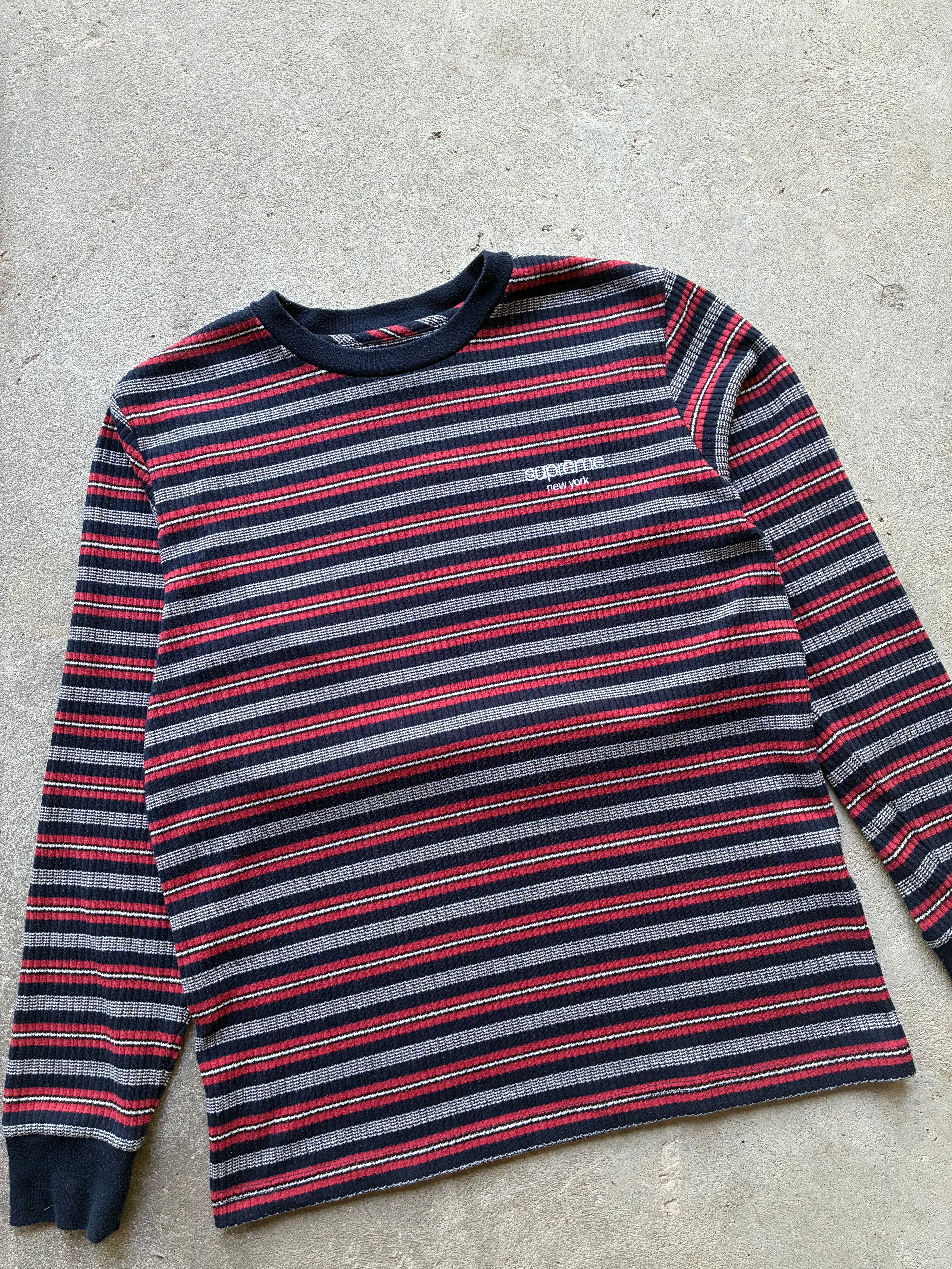 Supreme “RIBBED KNIT STRIPE L/S” langærmet (M)
