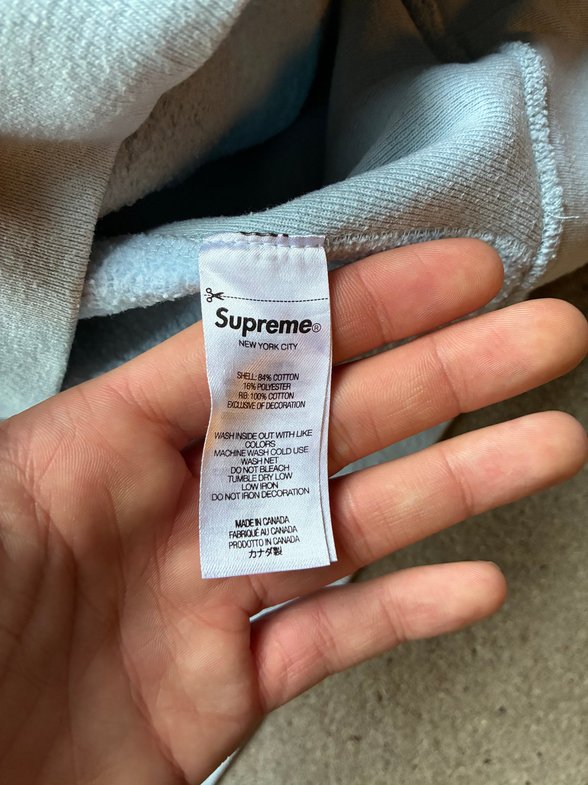 Supreme “HOODED LIGHT BLUE” hoodie (M)