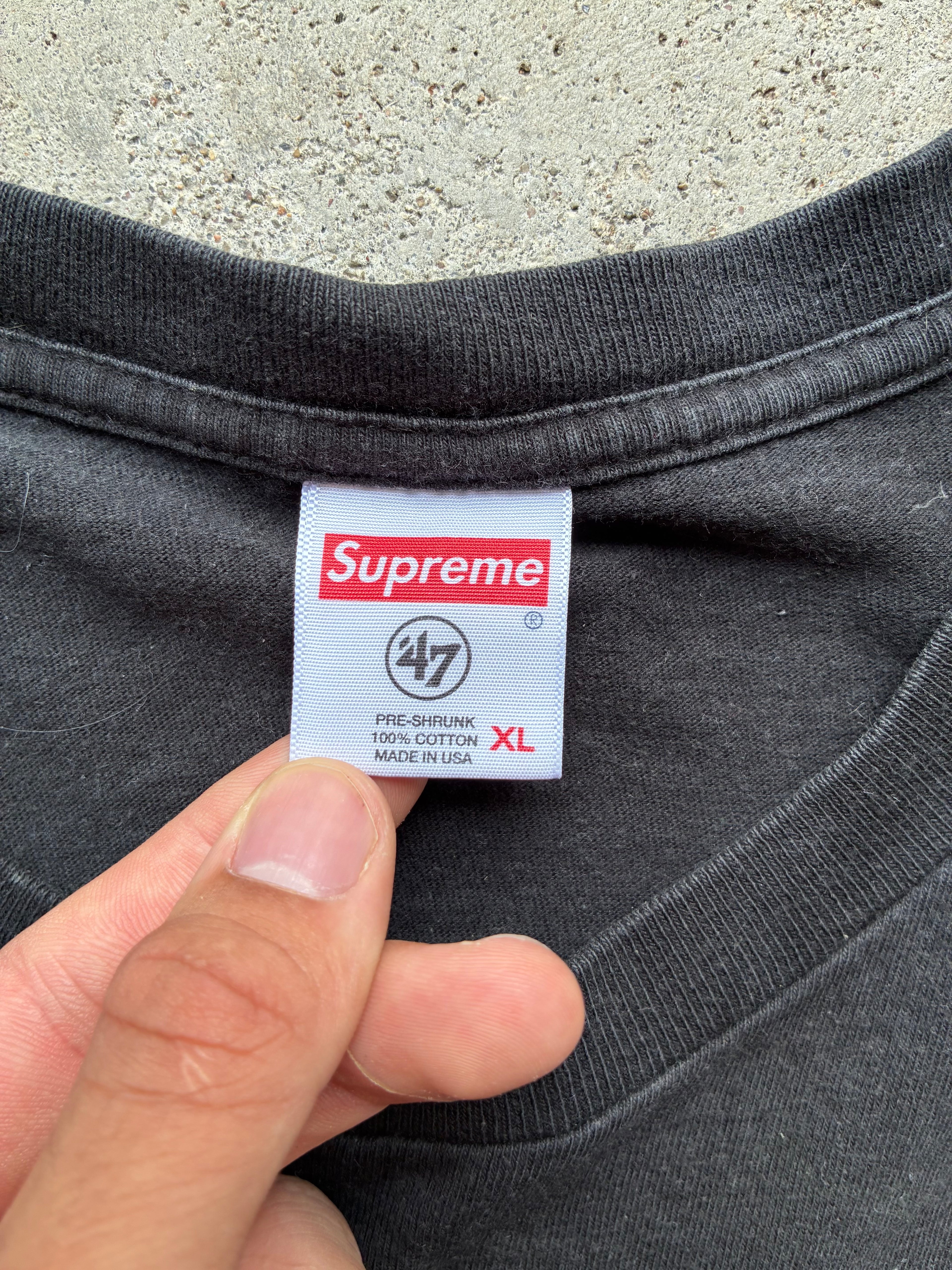 Supreme x NFL “RAIDERS X ‘47 POCKET BLACK SS19” Tee