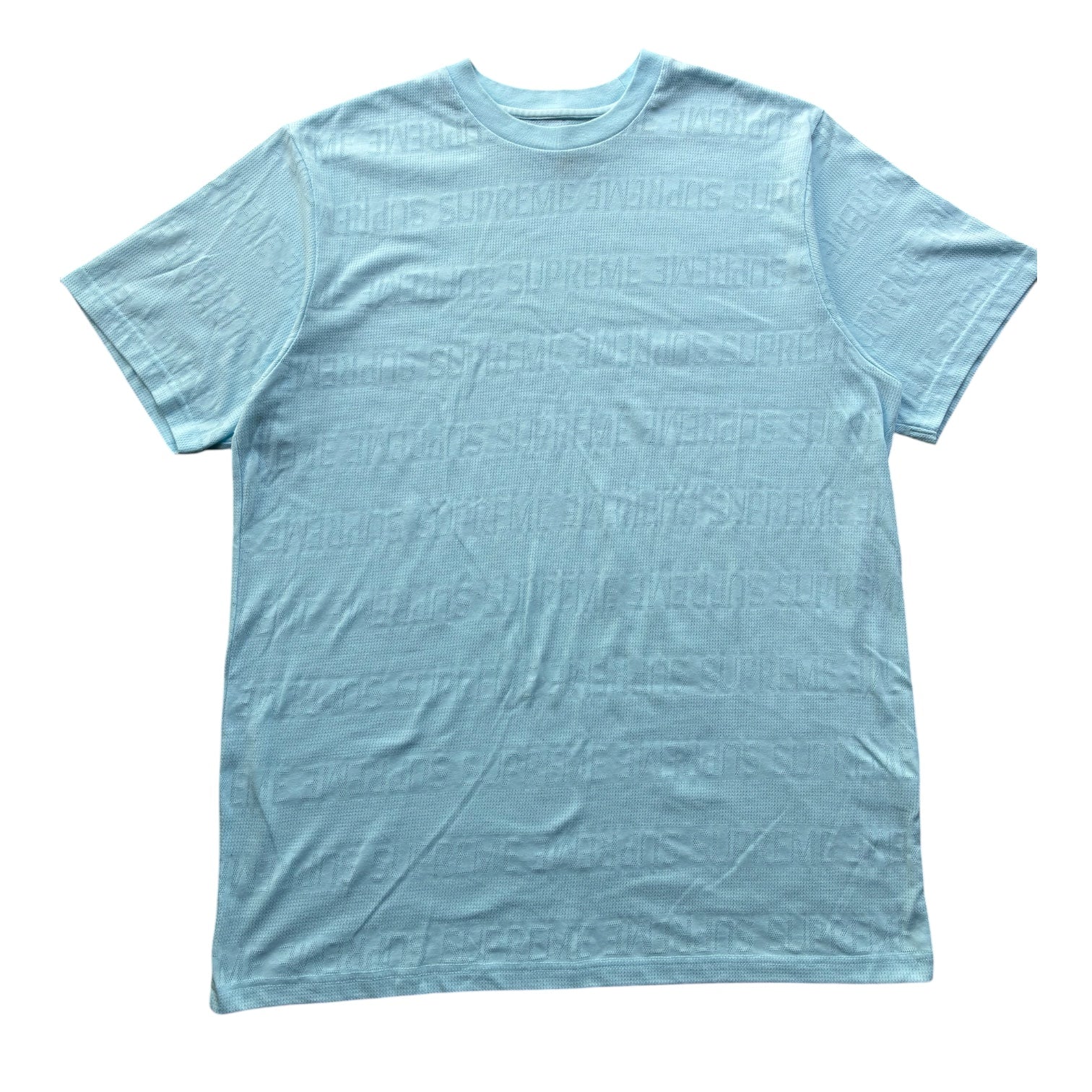 Supreme light blue “MESH STRIPE” tee (L)