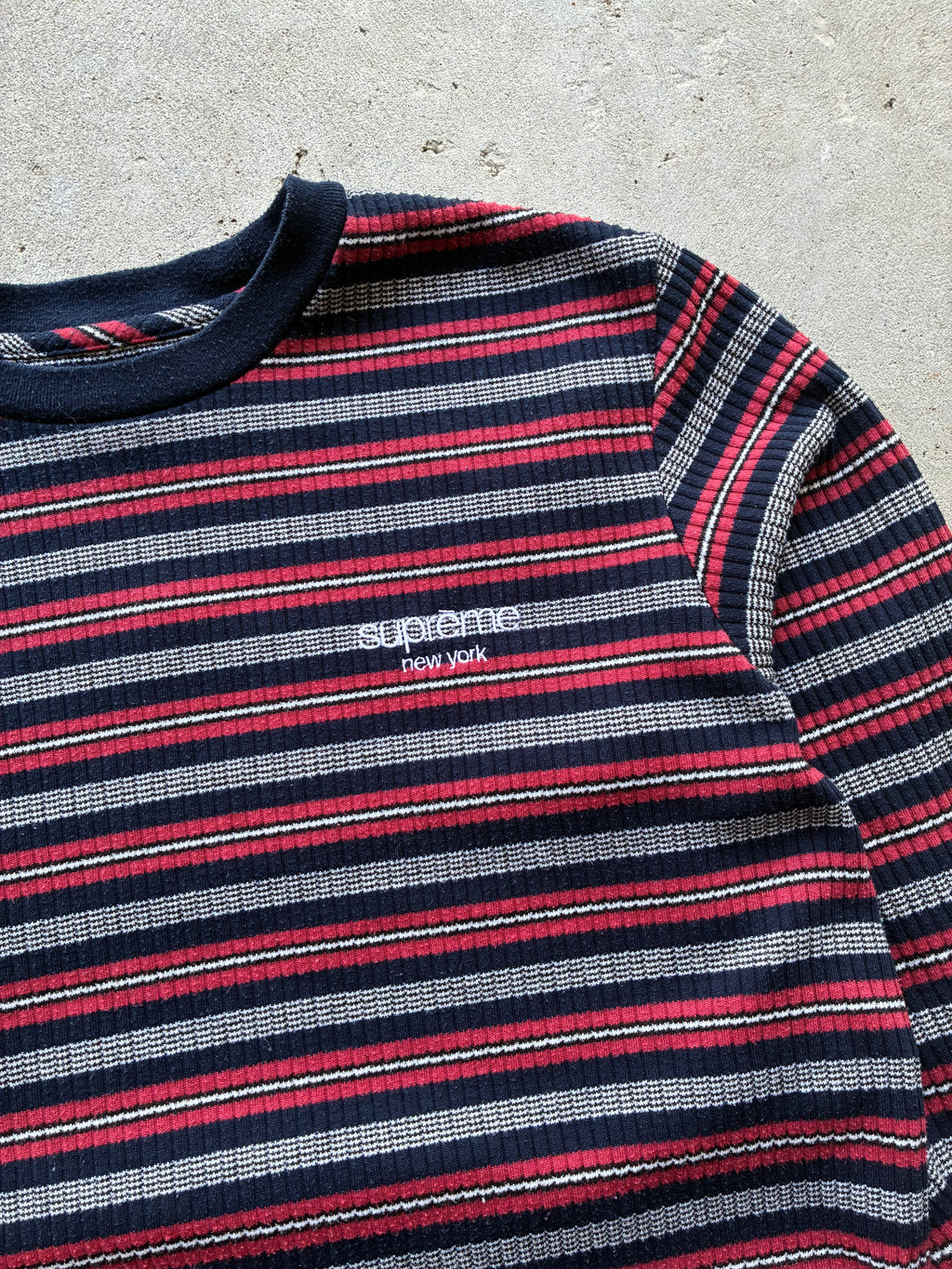 Supreme “RIBBED KNIT STRIPE L/S” langærmet (M)
