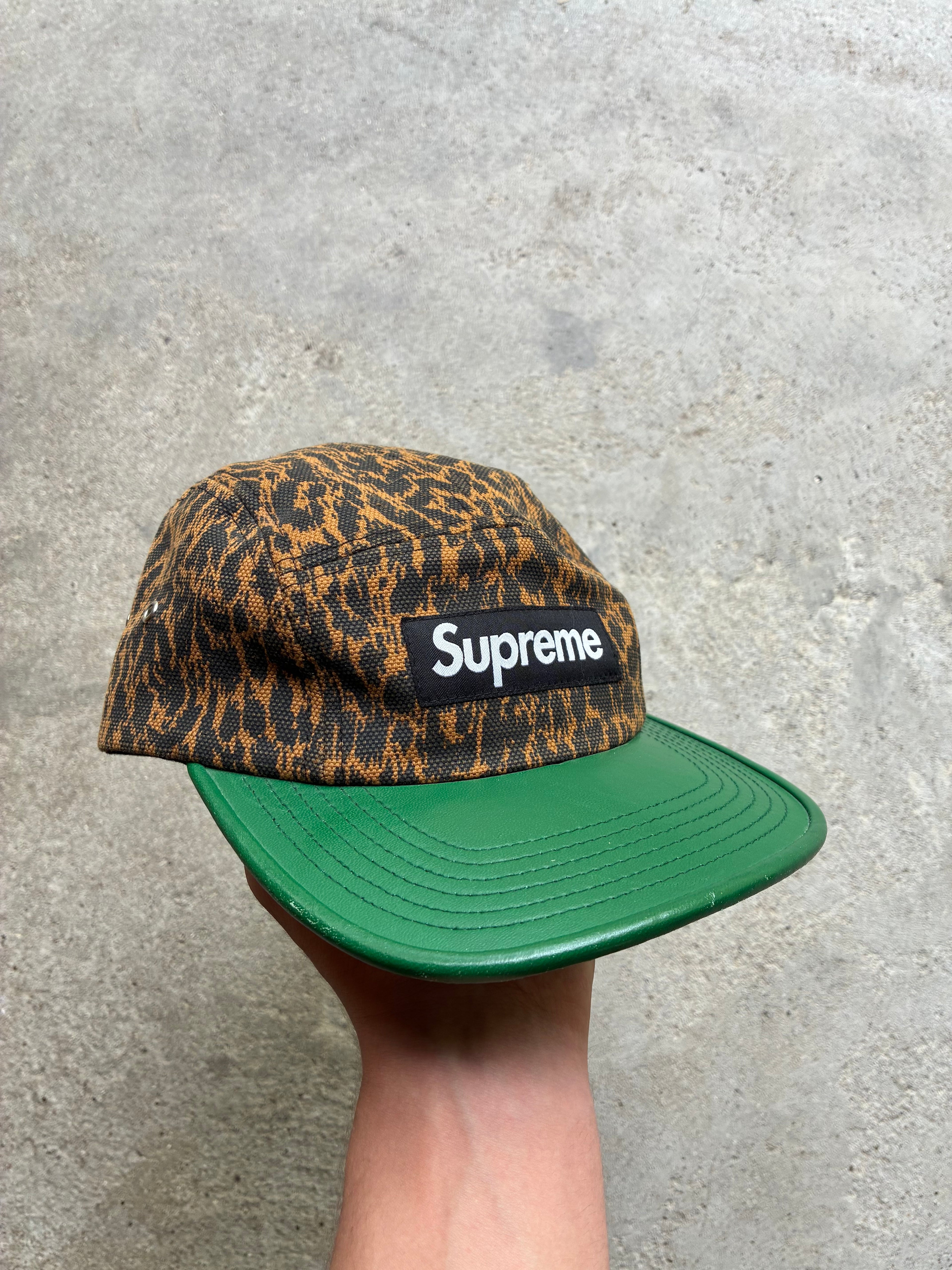 Supreme “LEOPARD GREEN LEATHER SS13” Camp Cap (Adjustable)
