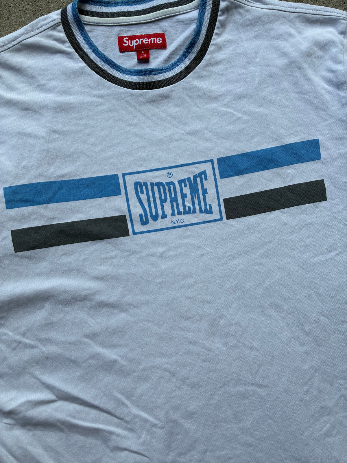 Supreme “WARM UP STRIPE SS24” Tee (L)