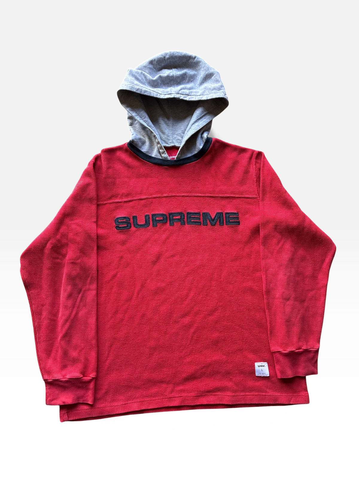 Supreme “HOODED WAFFLE RINGER FW17” Hoodie (L)