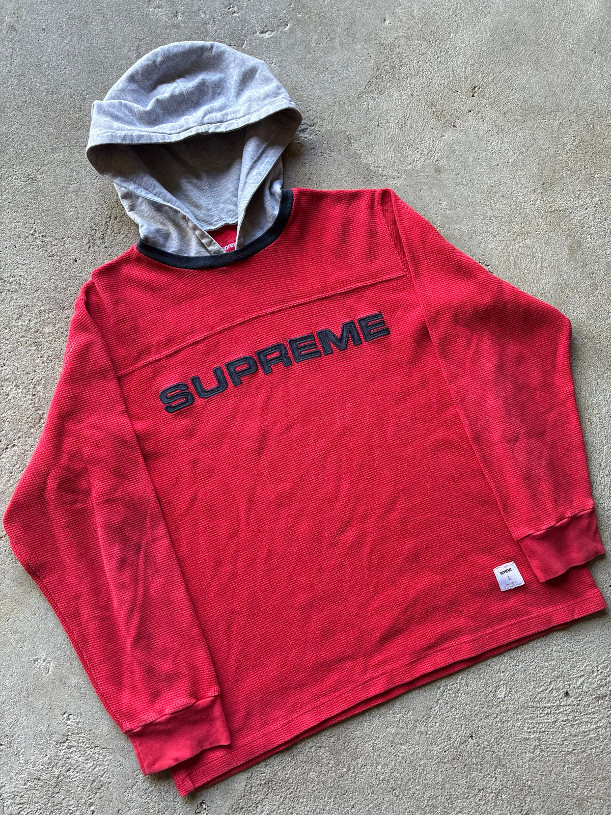 Supreme “HOODED WAFFLE RINGER FW17” Hoodie (L)