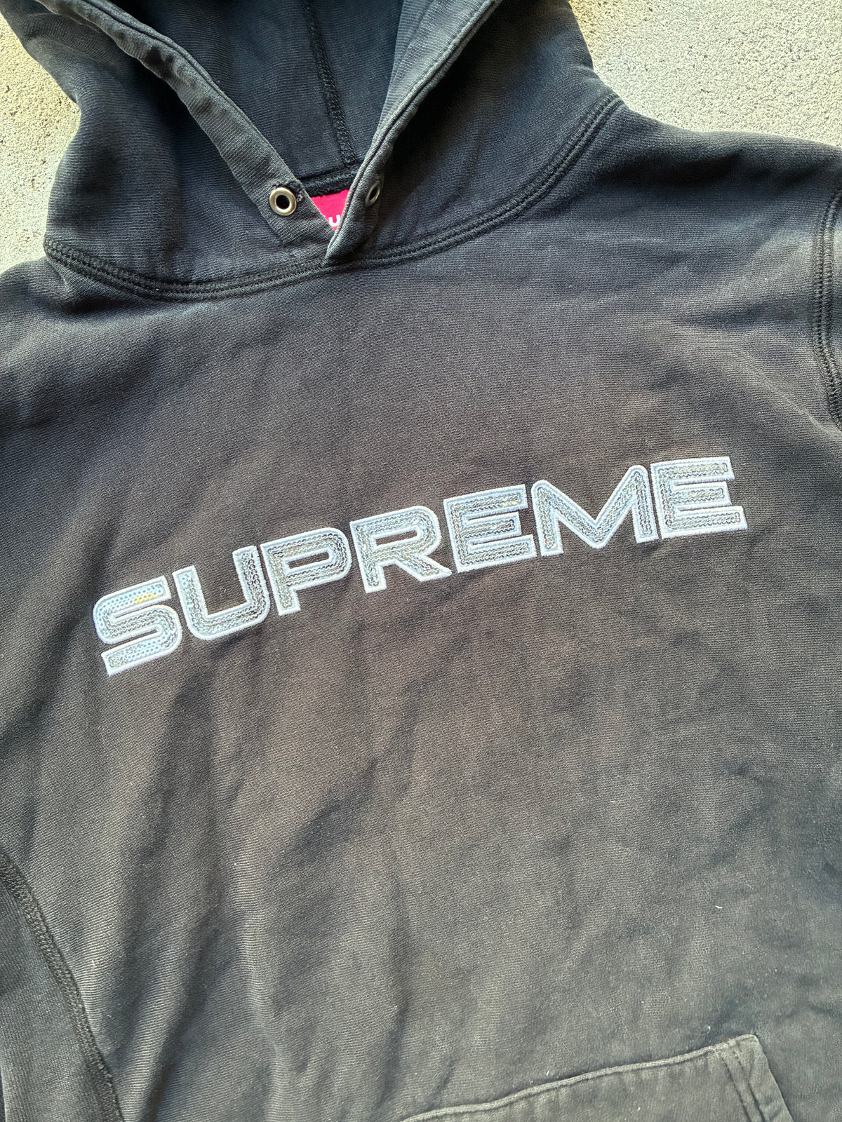 Supreme “SEQUIN LOGO” Hooded Hoodie (M)